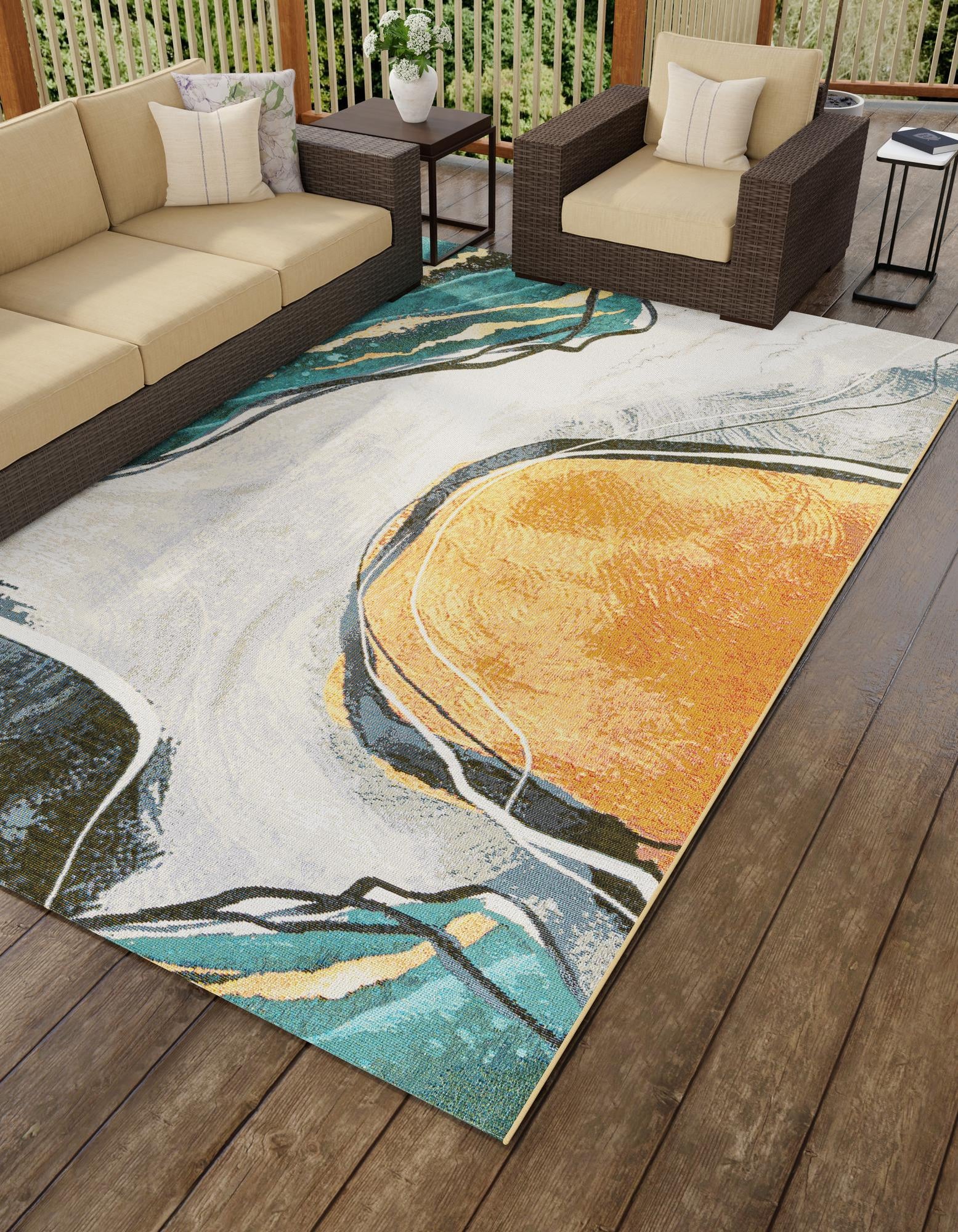Multicolor 4' 1 x 6' 1 Modern Outdoor Rug | Rugs.com