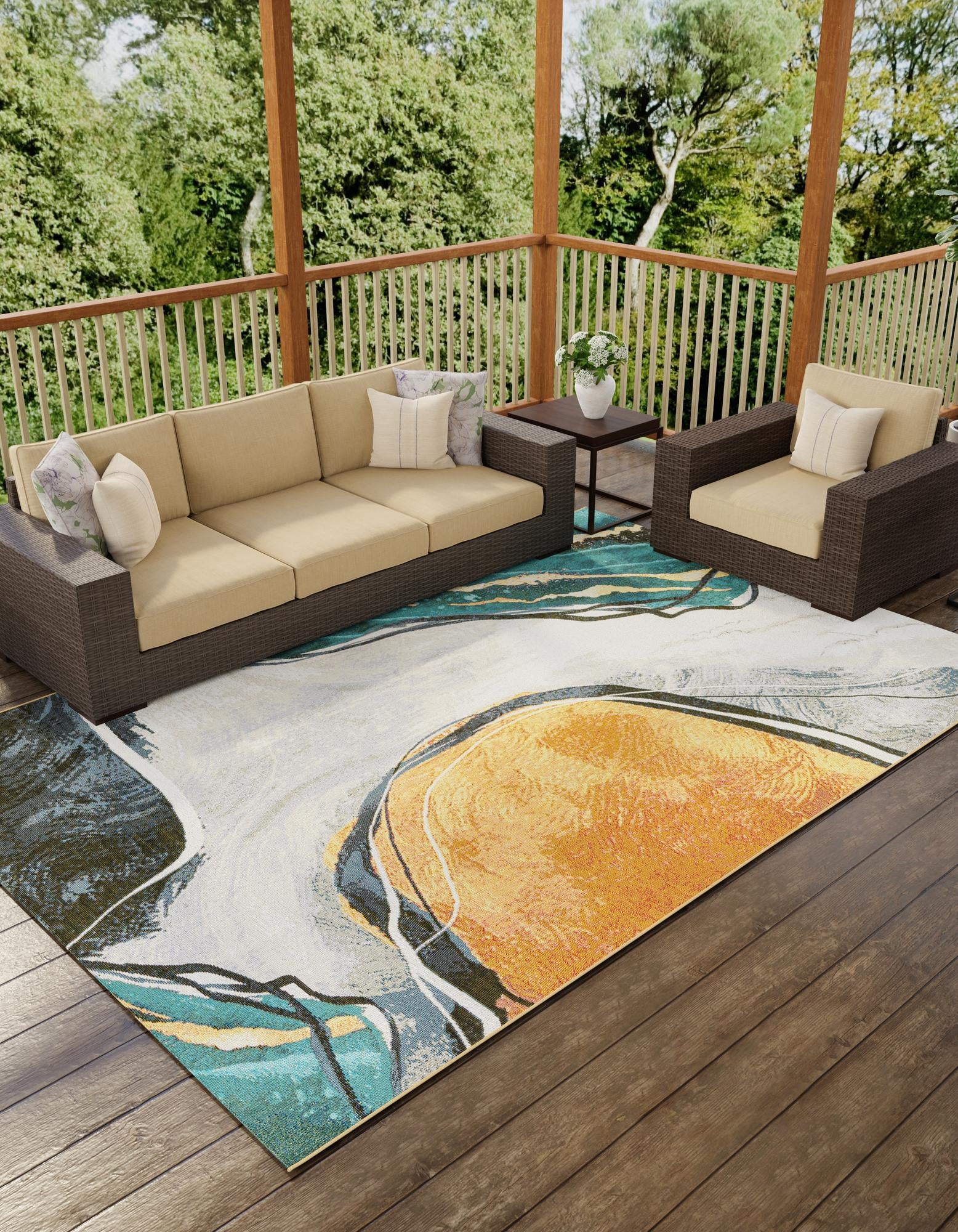 Multicolor 2' x 3' 1 Modern Indoor / Outdoor Rug | Rugs.com