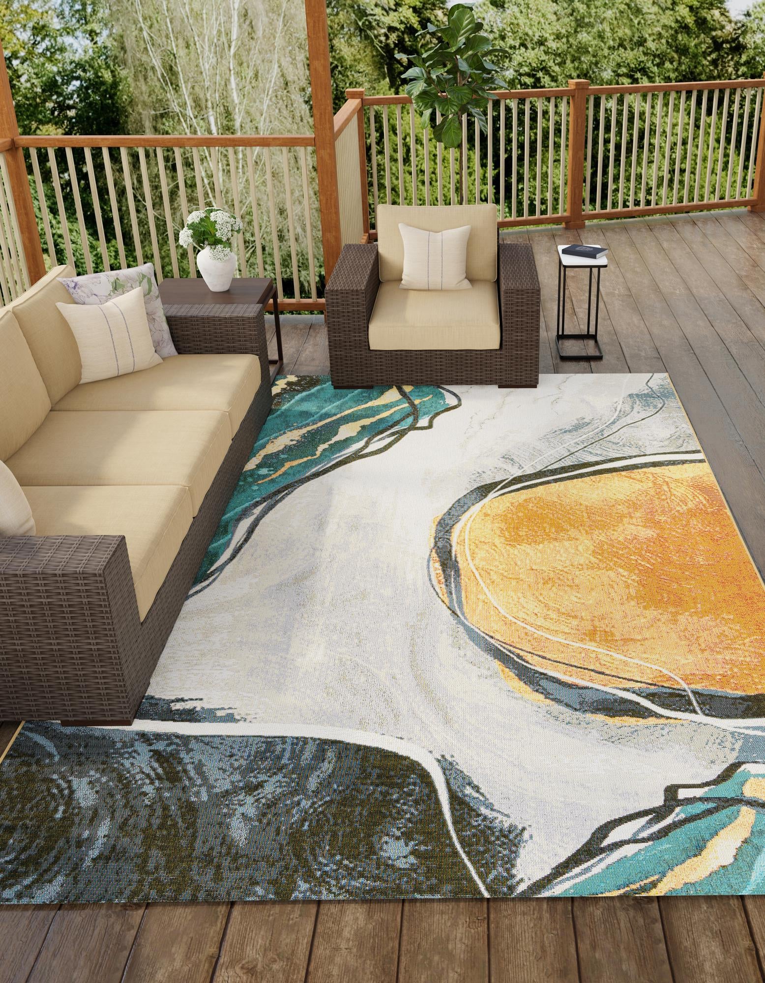 Multicolor 5' 3 x 8' Modern Indoor / Outdoor Rug | Rugs.com