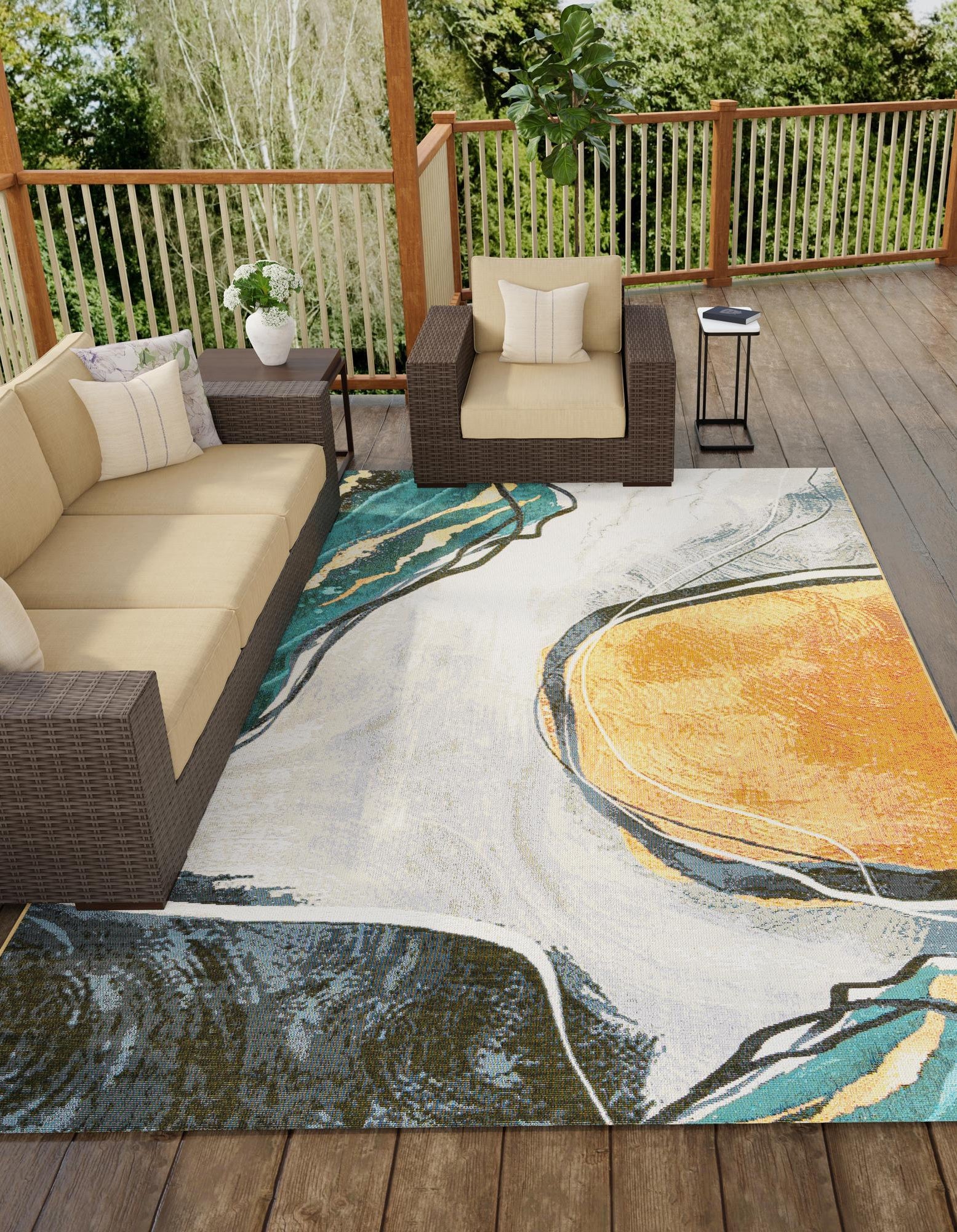 Multicolor 5' 3 x 8' Modern Indoor / Outdoor Rug | Rugs.com