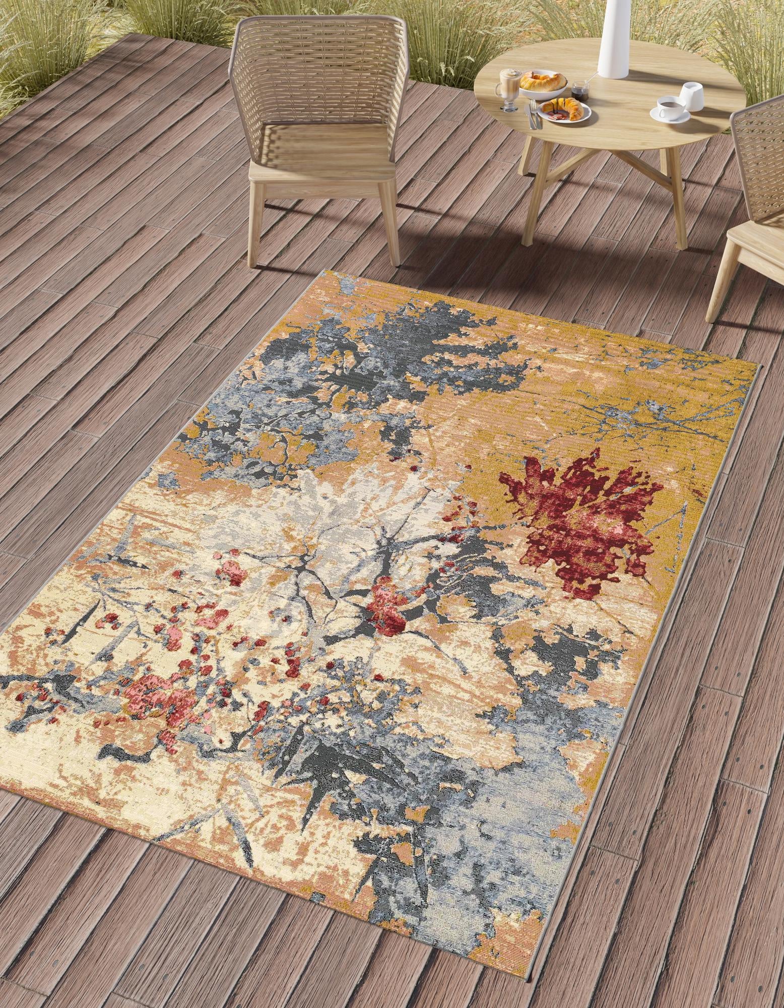 Multicolor 4' x 6' Modern Indoor / Outdoor Rug | Rugs.com