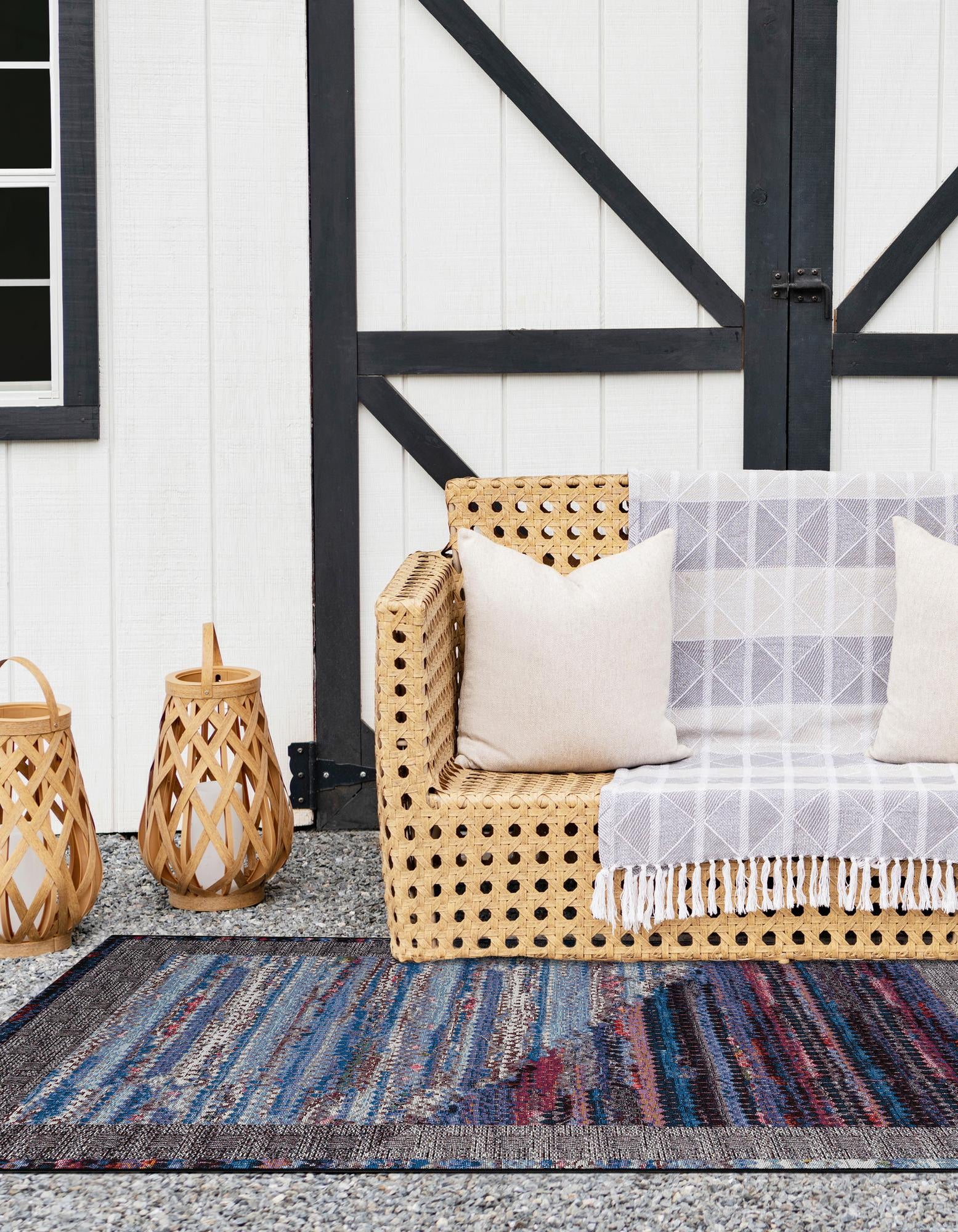 Multicolor 7' 10 x 10' Fenway Modern Indoor / Outdoor Rug | Rugs.com