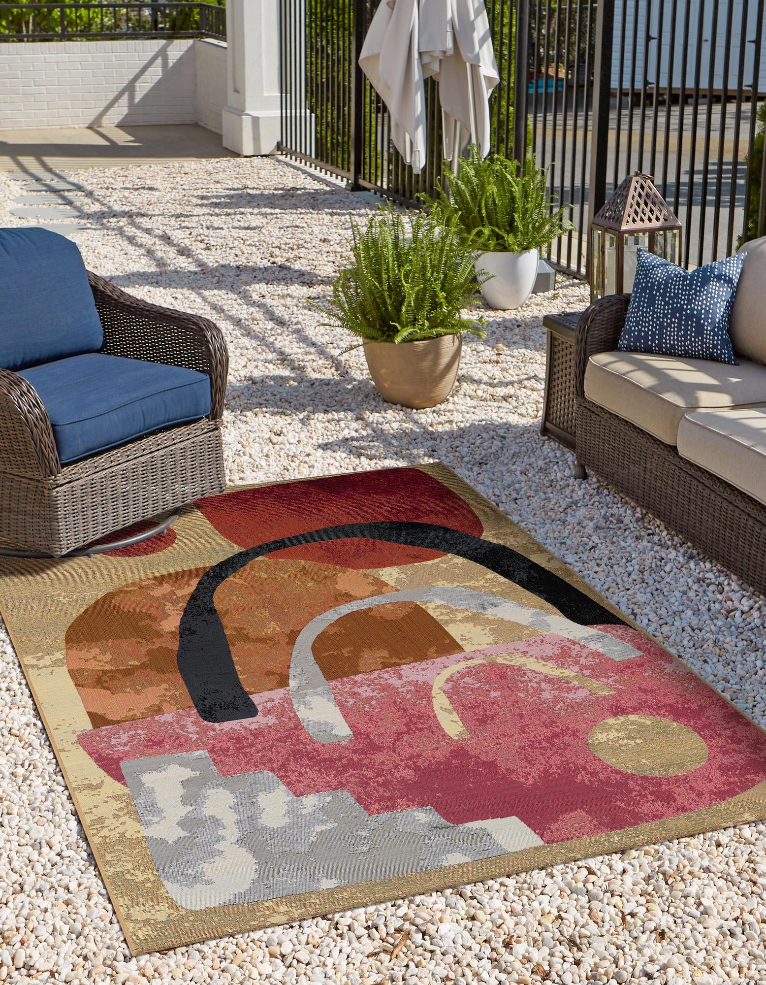 Multicolor 4' x 6' Modern Indoor / Outdoor Rug | Rugs.com