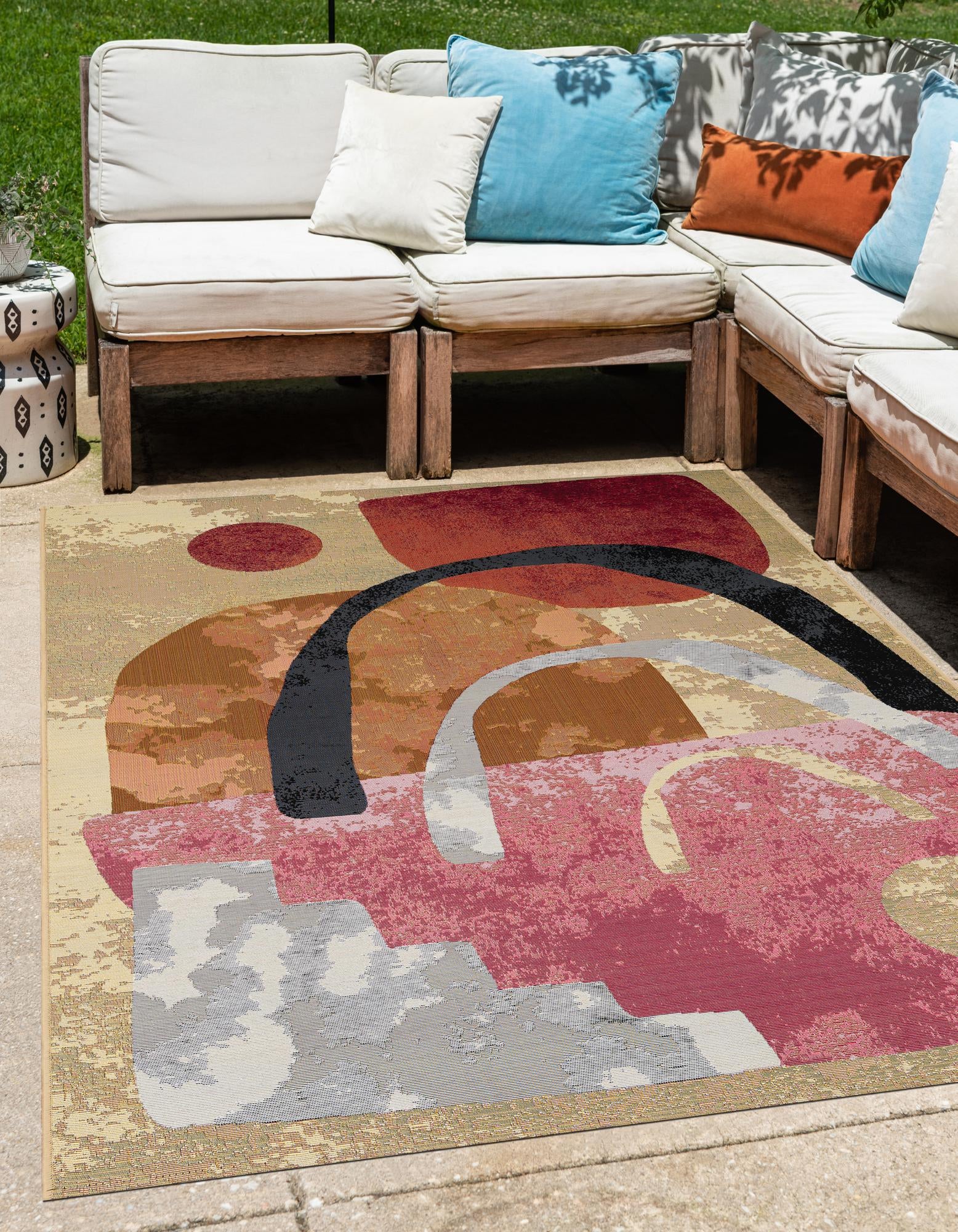 Multicolor 7' 10 x 10' Modern Indoor / Outdoor Rug | Rugs.com