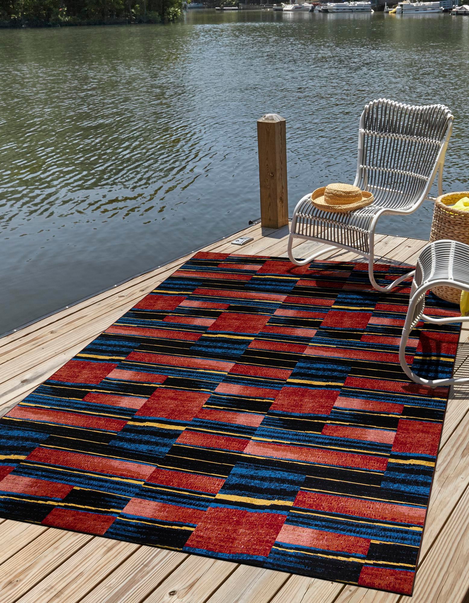 Multicolor 9' x 12' Modern Indoor / Outdoor Rug | Rugs.com