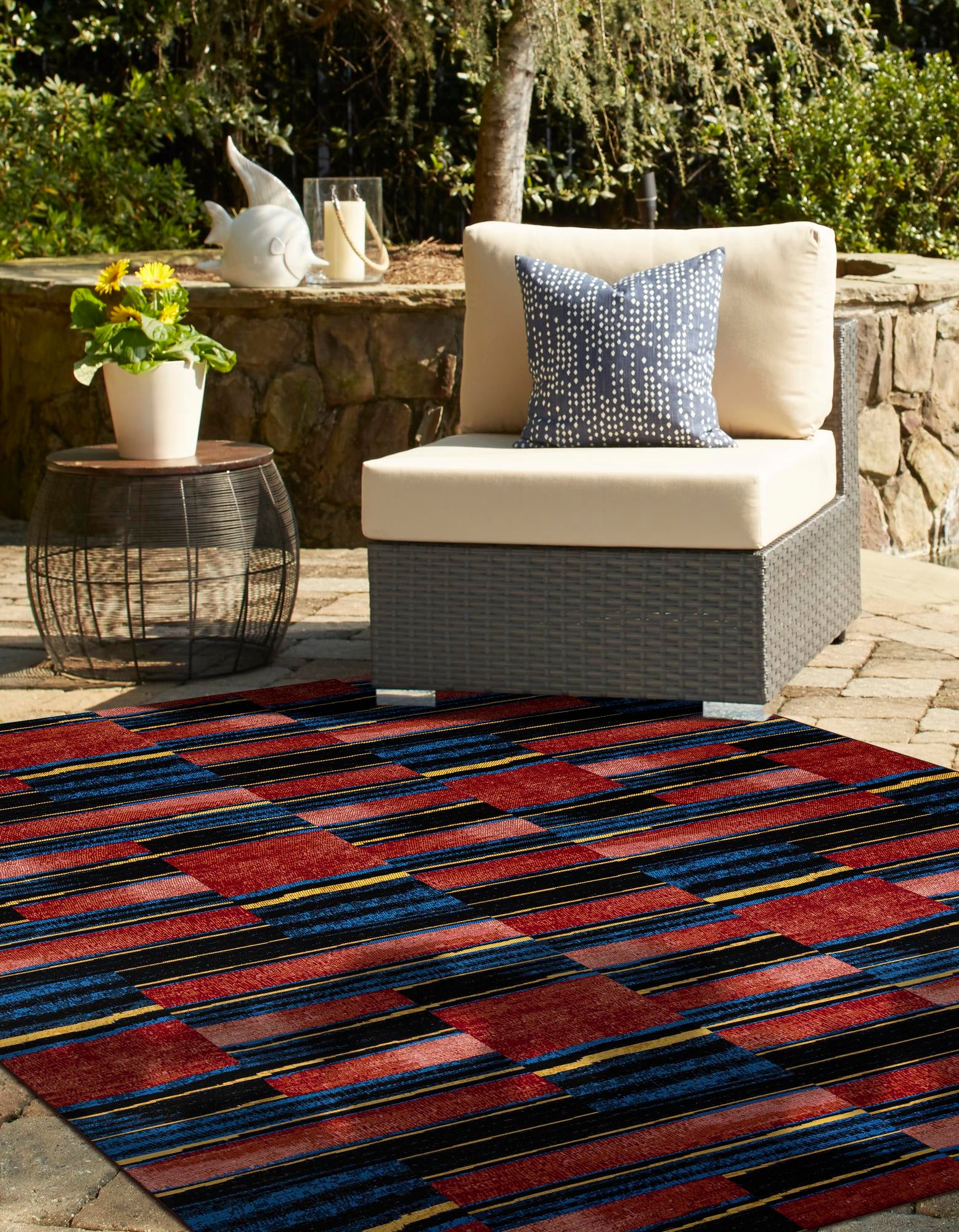 Multicolor 9' x 12' Modern Indoor / Outdoor Rug | Rugs.com