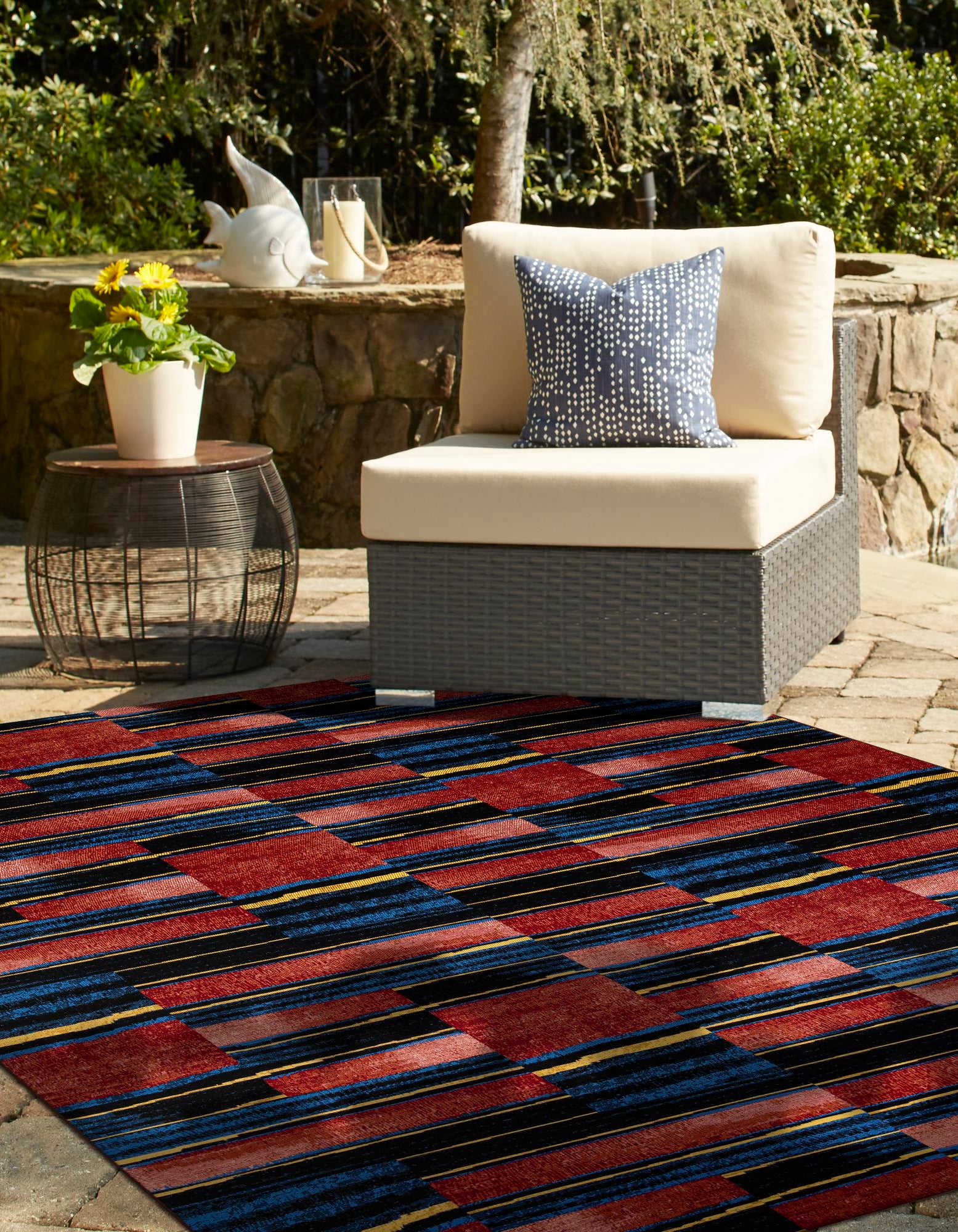 Multicolor 9' x 12' Modern Indoor / Outdoor Rug | Rugs.com