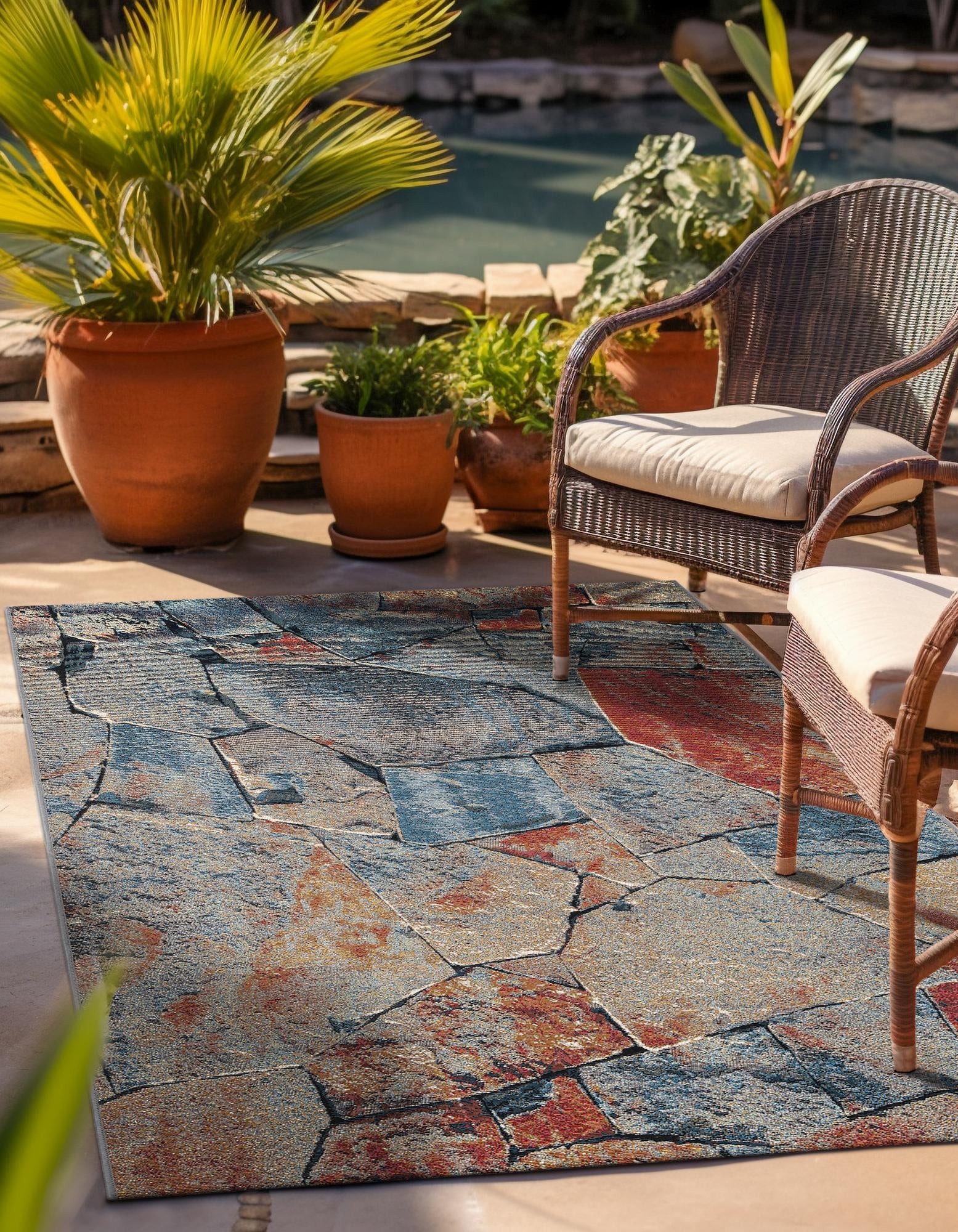 Multicolor 10' x 14' Modern Indoor / Outdoor Rug | Rugs.com