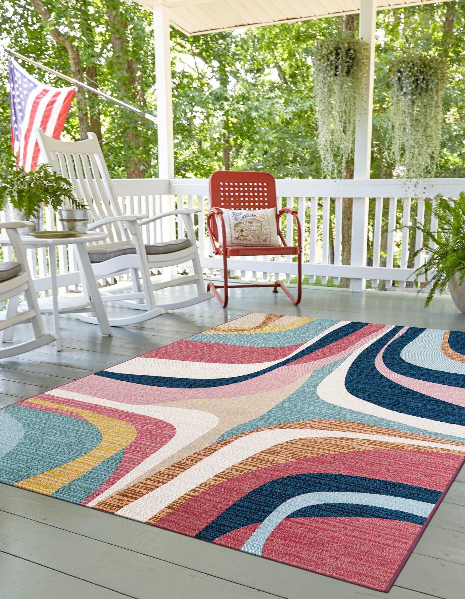 Multicolor 6' x 9' Modern Indoor / Outdoor Rug | Rugs.com