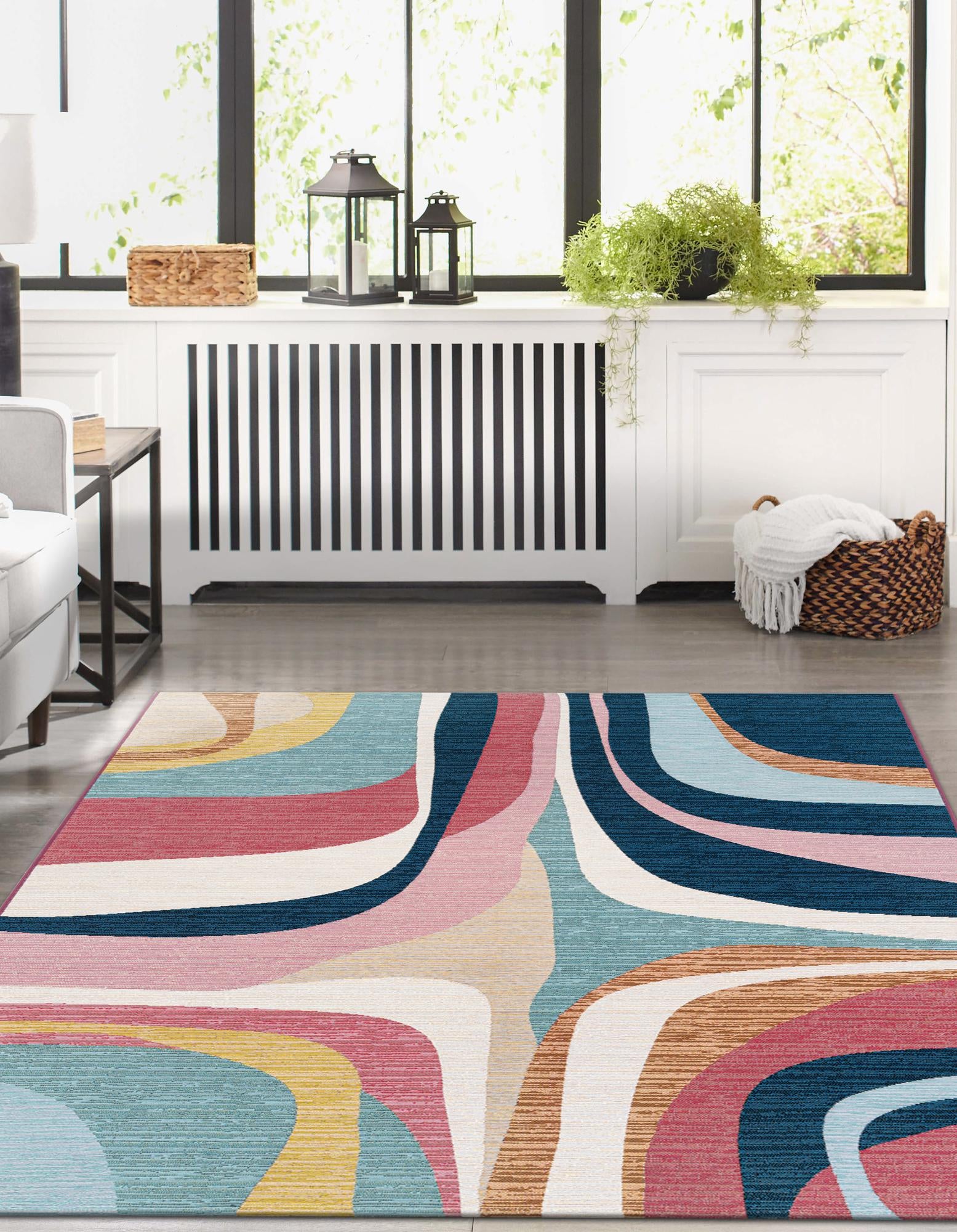 Multicolor 7' 10 x 10' Modern Indoor / Outdoor Rug