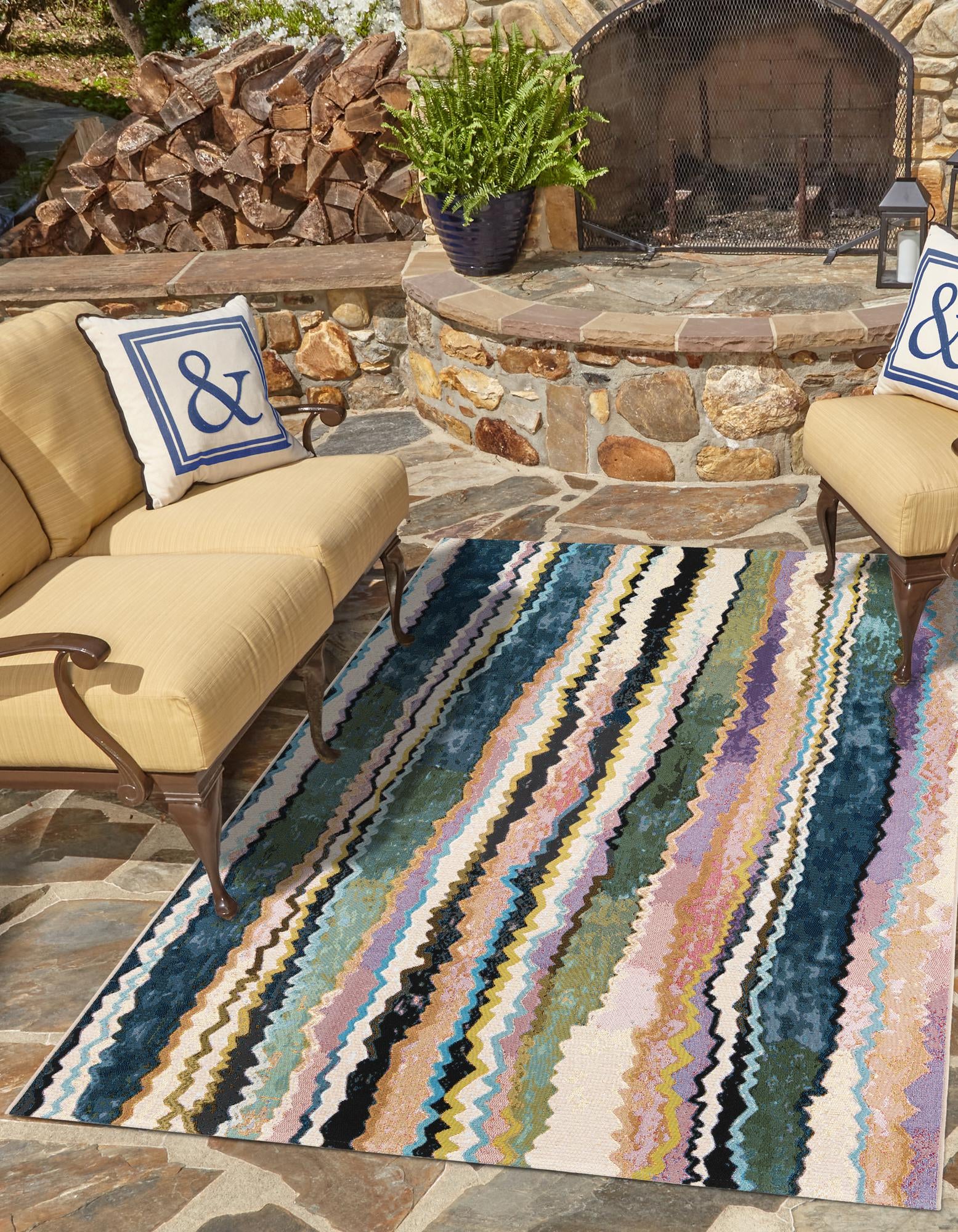 Multicolor 4' x 6' Modern Indoor / Outdoor Rug | Rugs.com