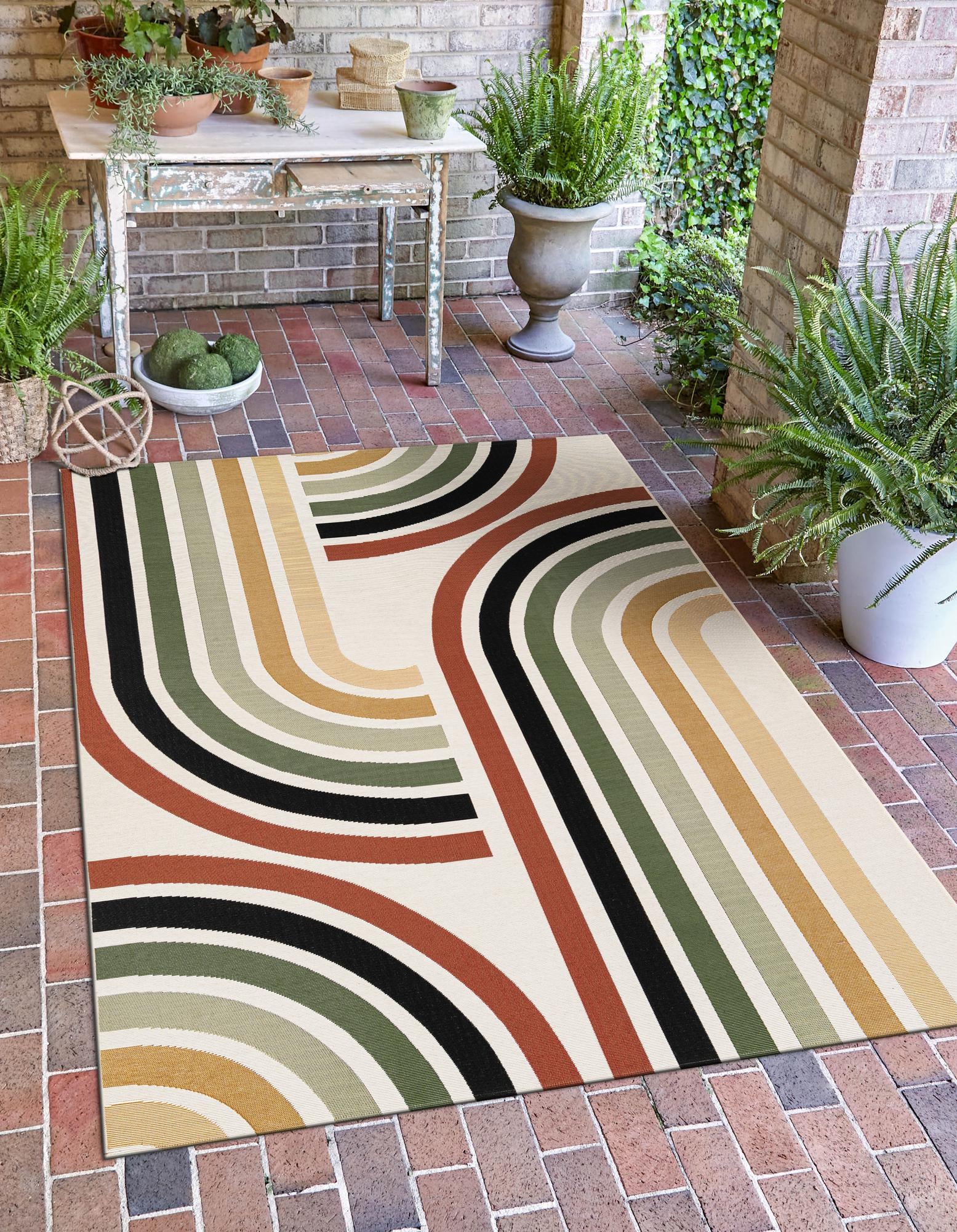 Multicolor 6' x 9' Modern Indoor / Outdoor Rug | Rugs.com