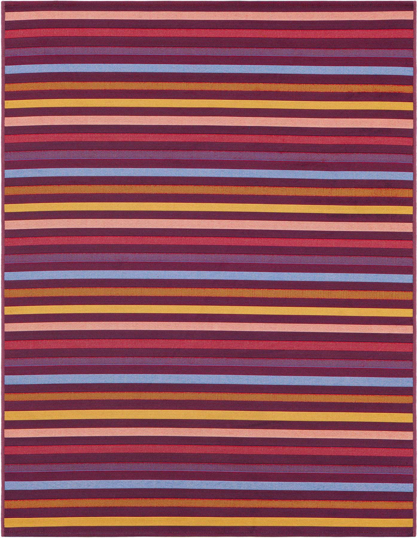 A 4x6 rectangular multi-colored striped rug with a modern flatweave design, suitable for indoor or outdoor use.