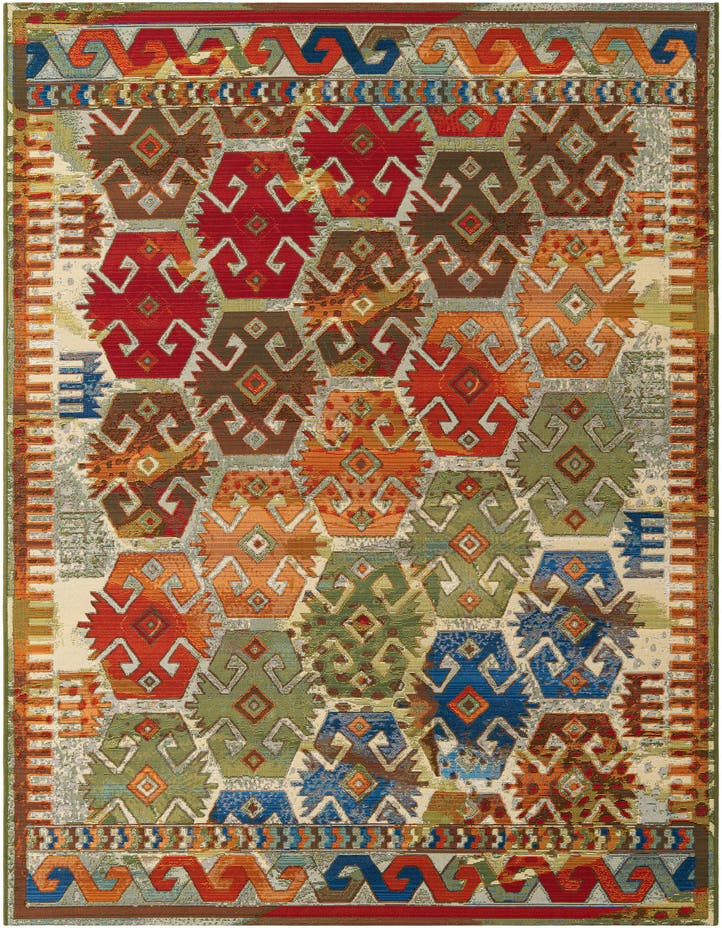  5' 3 x 8'  Washable Southwestern Indoor / O...