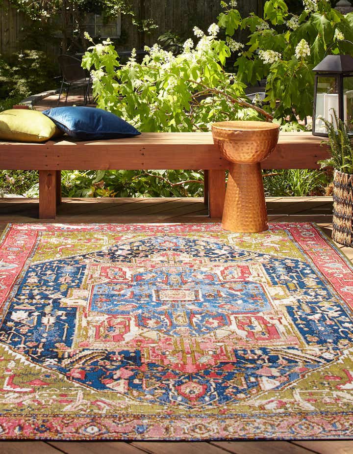 Multicolor 10' x 12' Traditional Indoor / Outdoor Rug | Rugs.com