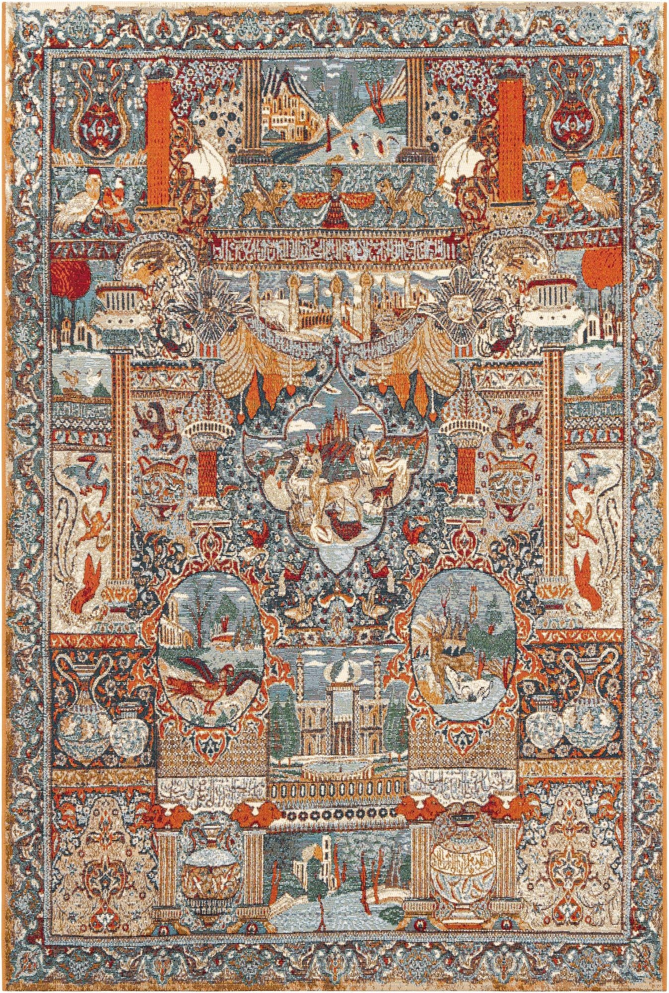  5' 3 x 8'  Washable Traditional Indoor / Outdoor Rug