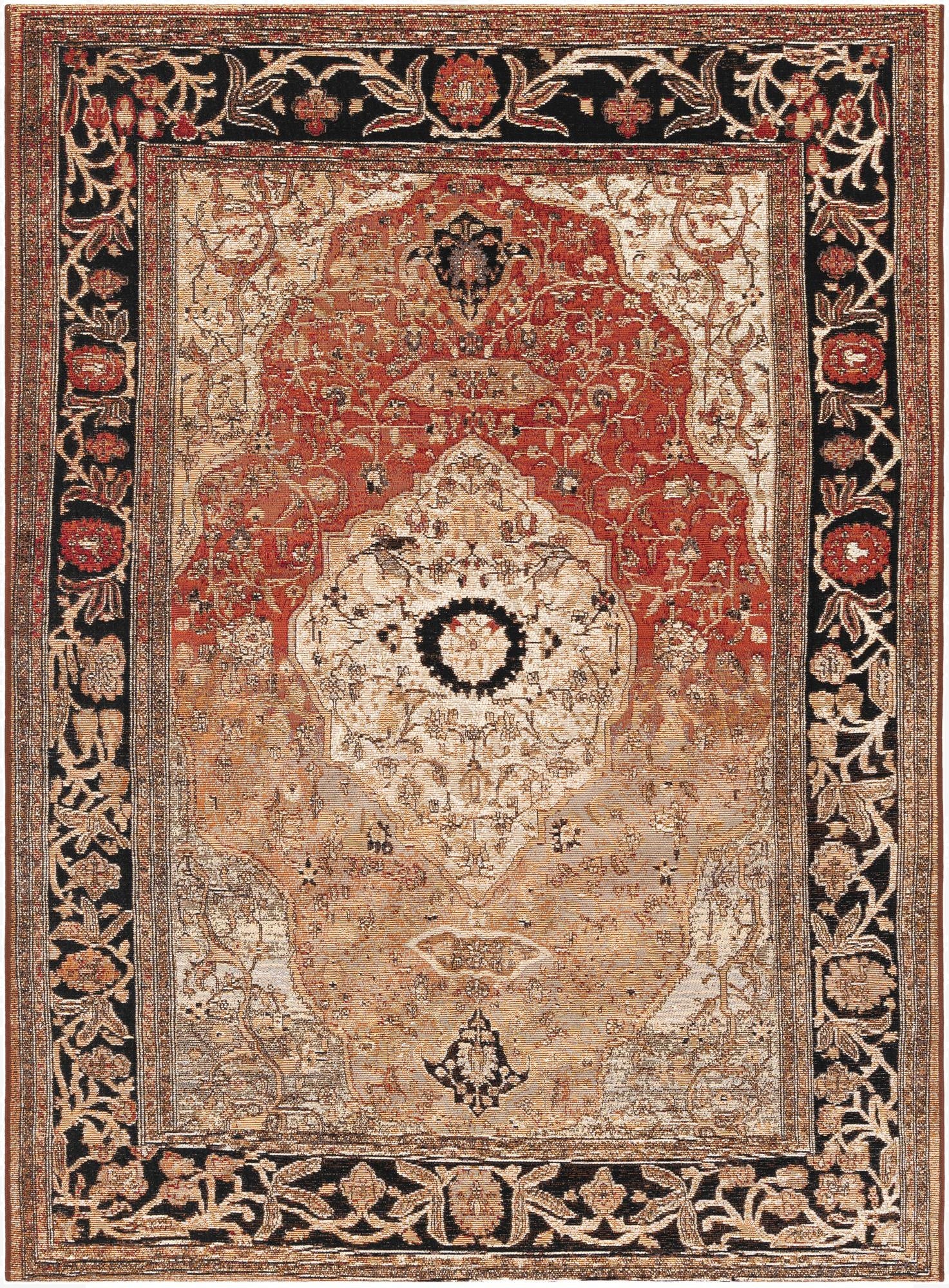  5' x 7'  Washable Traditional Indoor / Outdoor Rug