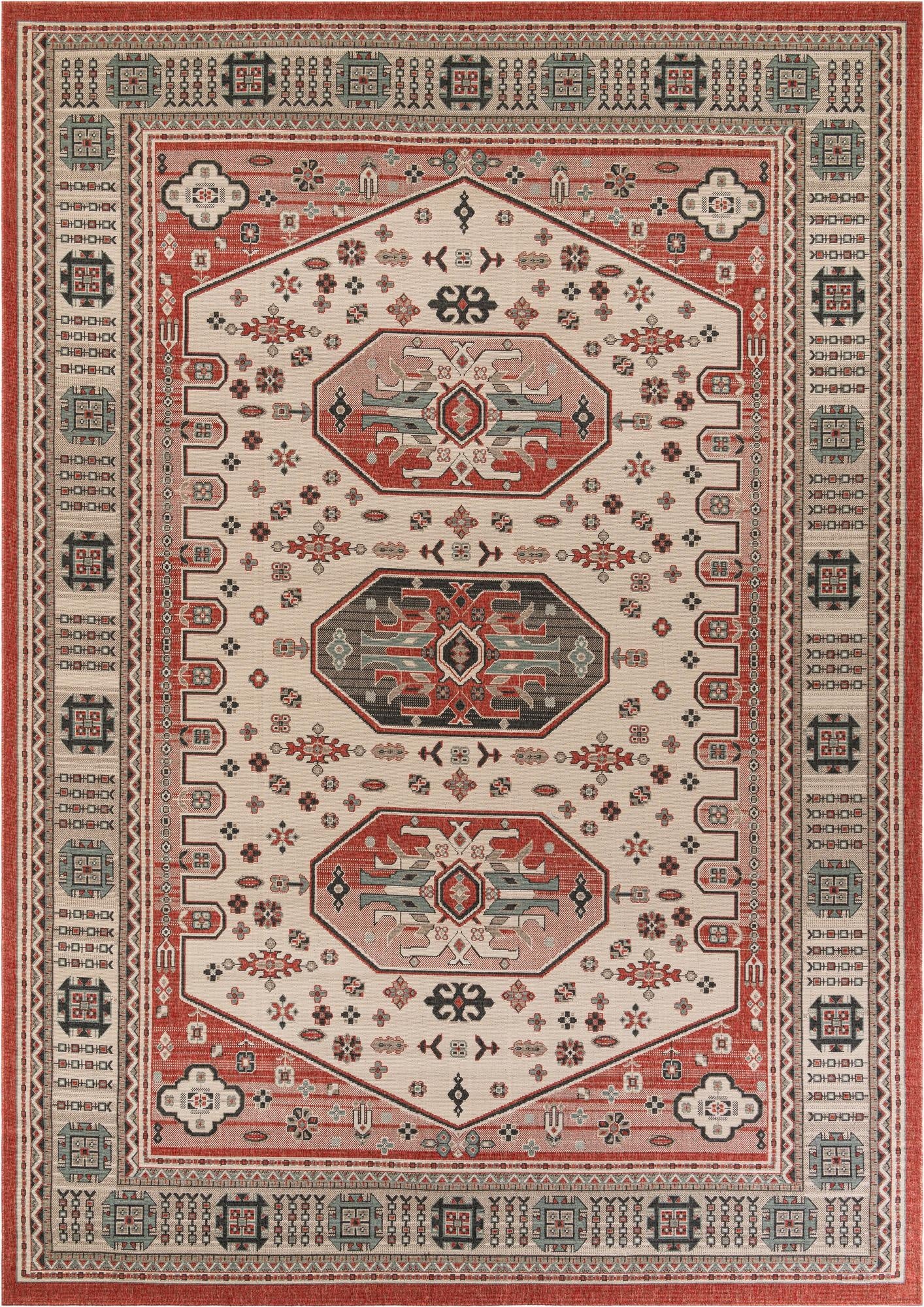  10' x 14'  Washable Traditional Indoor / Outdoor Rug