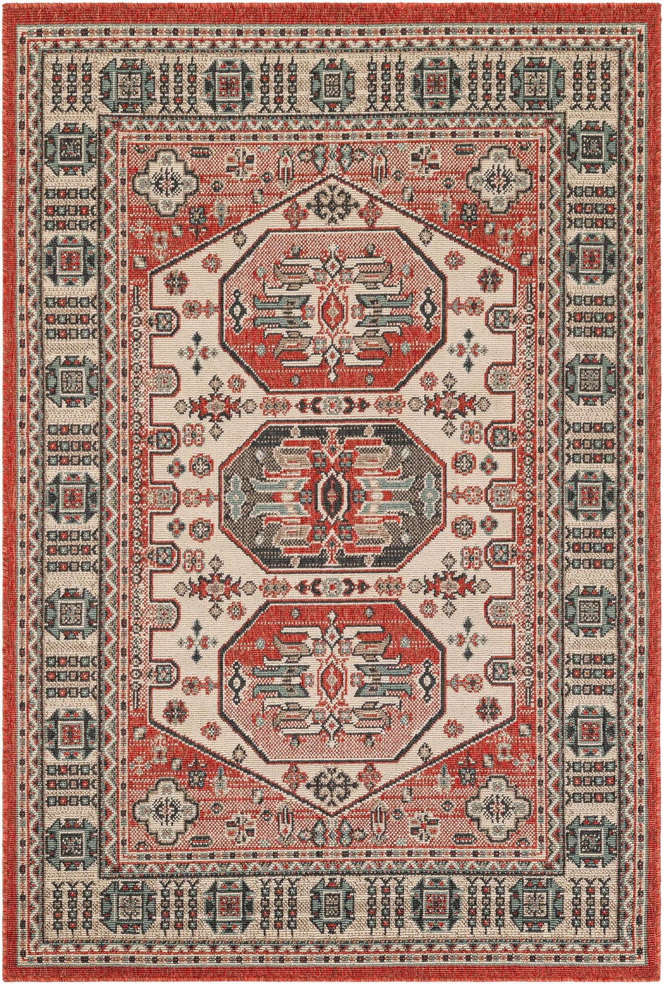  4' x 6'  Washable Traditional Indoor / Outdoor Rug