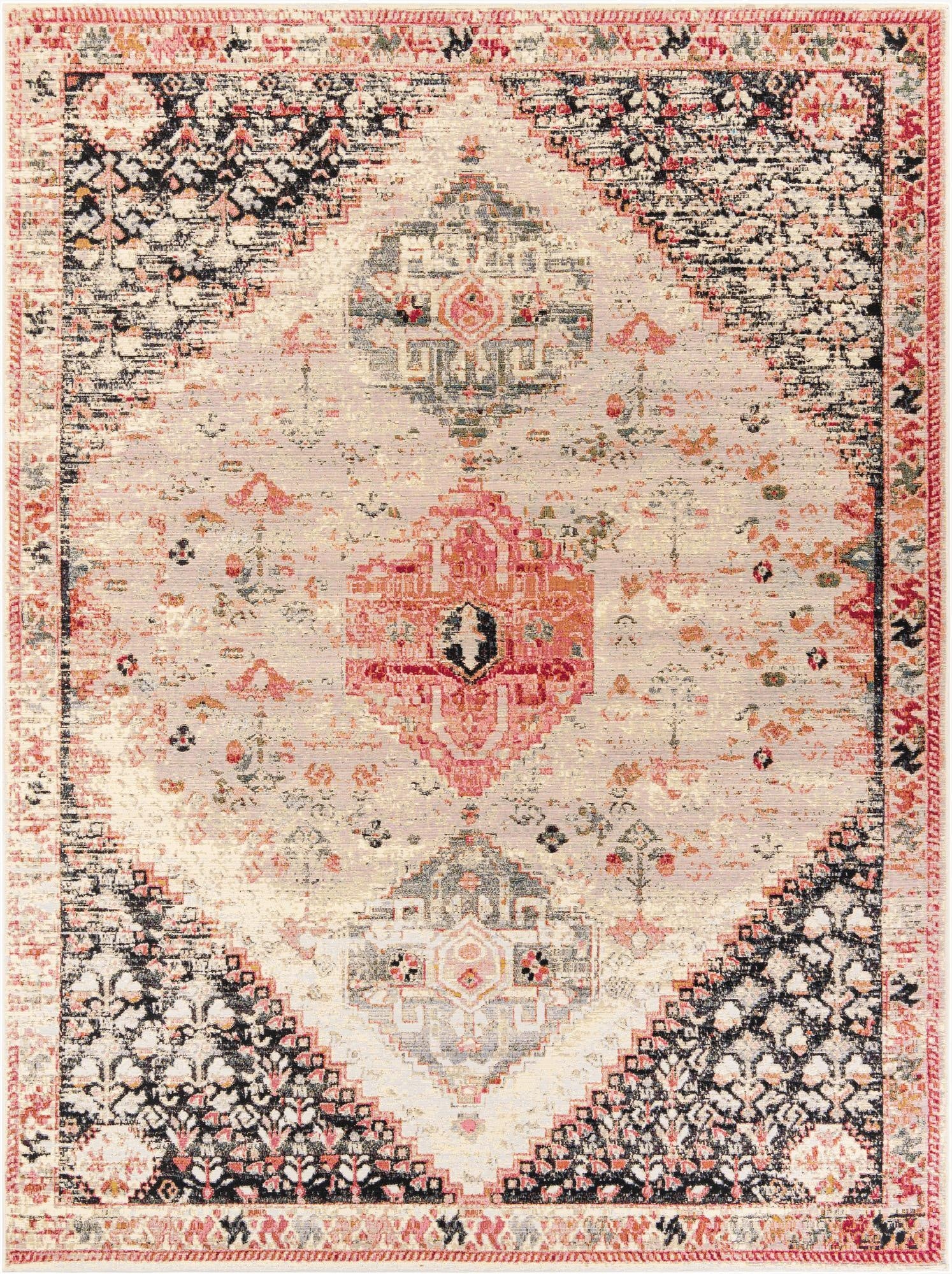  9' x 12'  Washable Traditional Indoor / Outdoor Rug