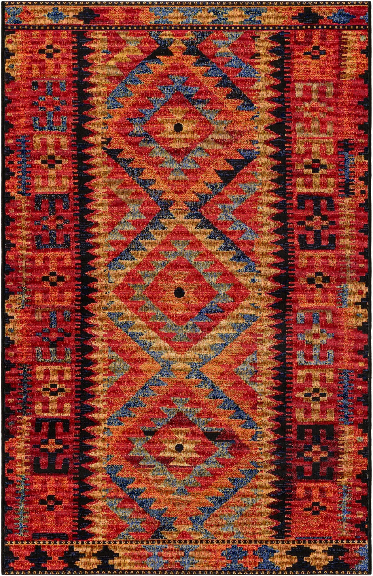  3' 3 x 5' 3  Washable Tribal Indoor / Outdoor Rug