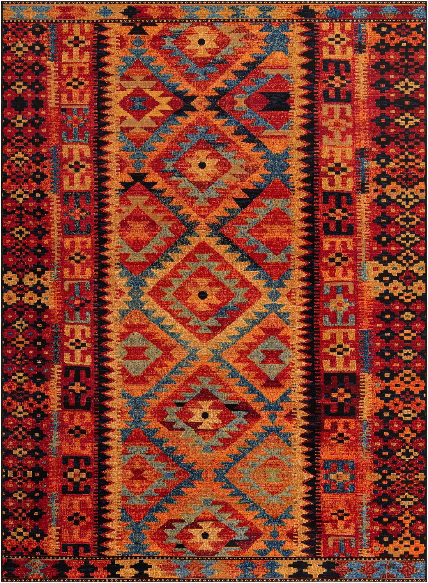  7' 10 x 11'  Washable Tribal Indoor / Outdoor Rug