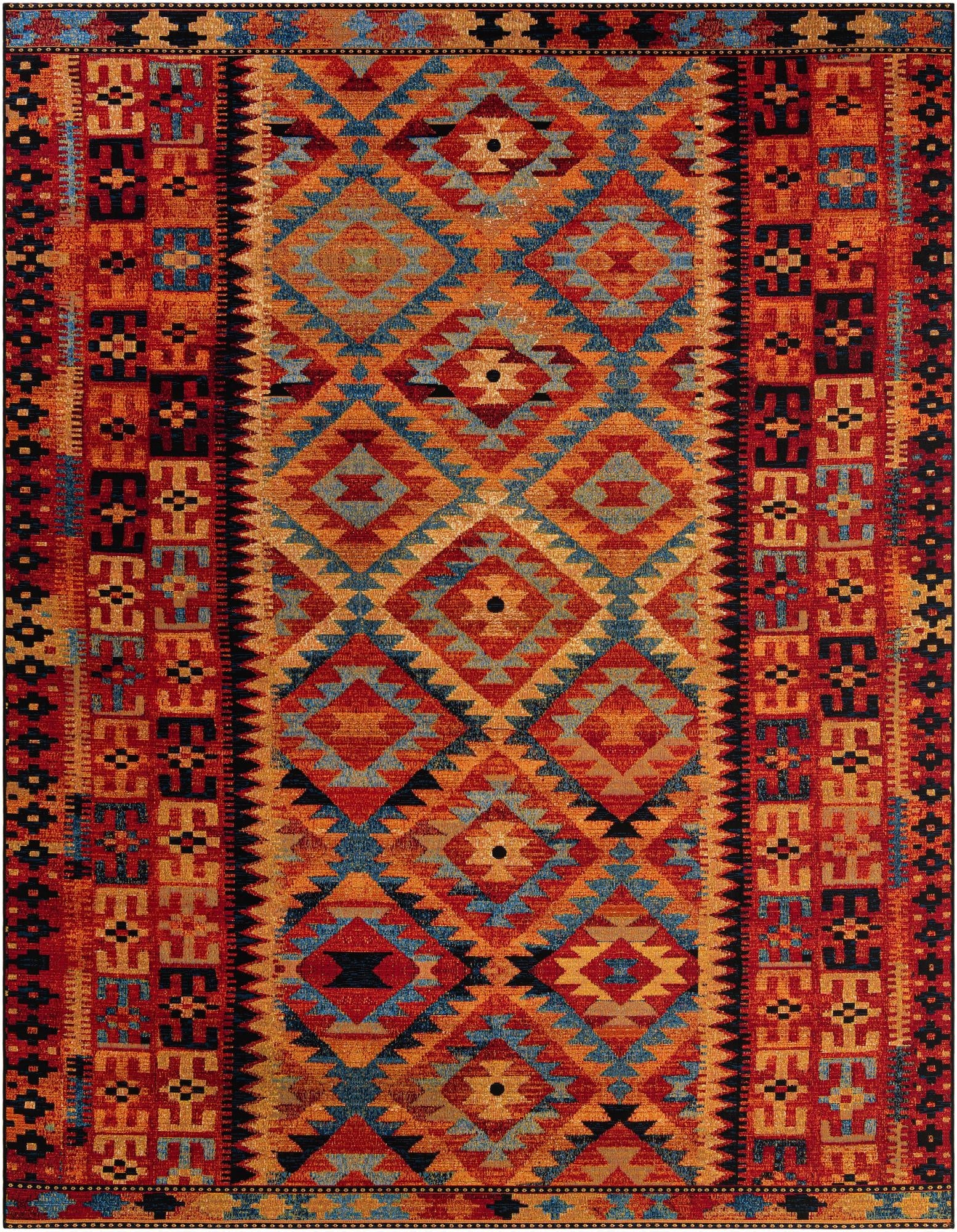  9' x 12'  Washable Tribal Indoor / Outdoor Rug