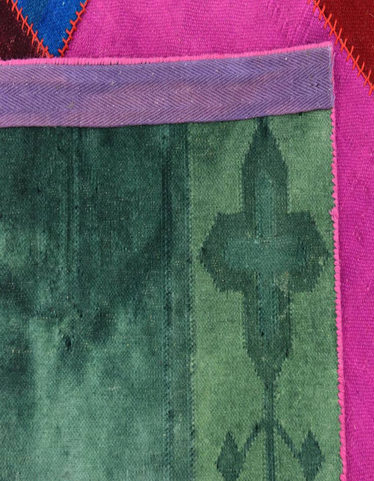 Detail image of  7' 2 x 10'  Hand Woven Patchwork Wool Rug