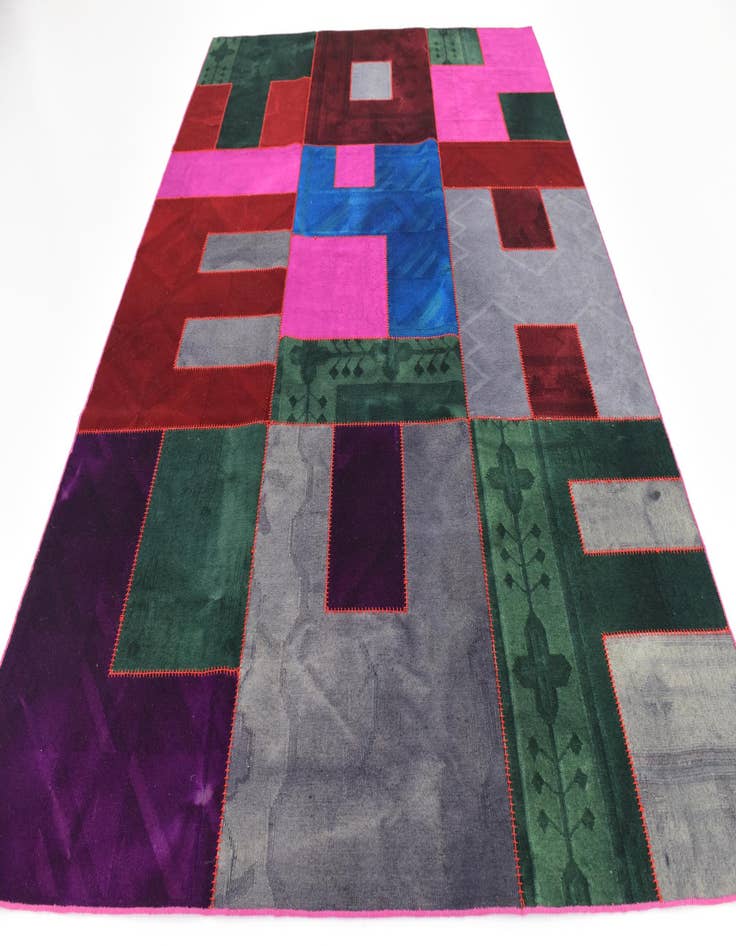 Detail image of  7' 2 x 10'  Hand Woven Patchwork Wool Rug