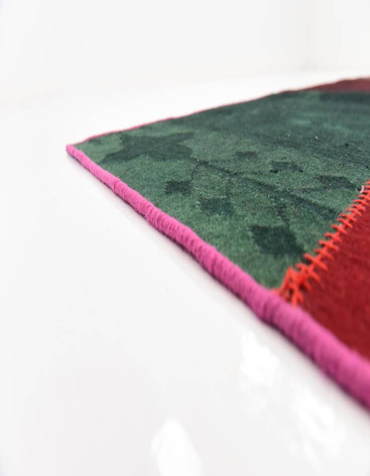 Detail image of  7' 2 x 10'  Hand Woven Patchwork Wool Rug