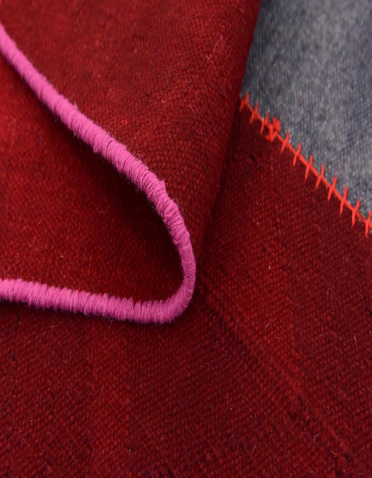 Detail image of  7' 2 x 10'  Hand Woven Patchwork Wool Rug