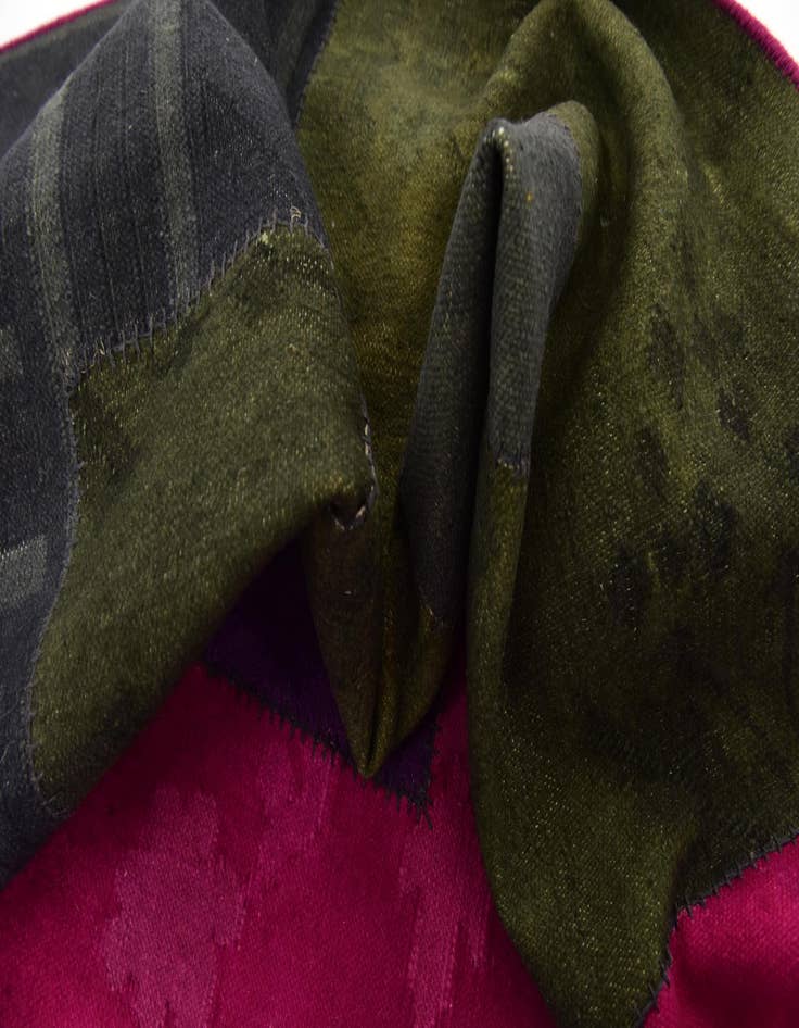 Detail image of  7' 3 x 10'  Hand Woven Patchwork Wool Rug