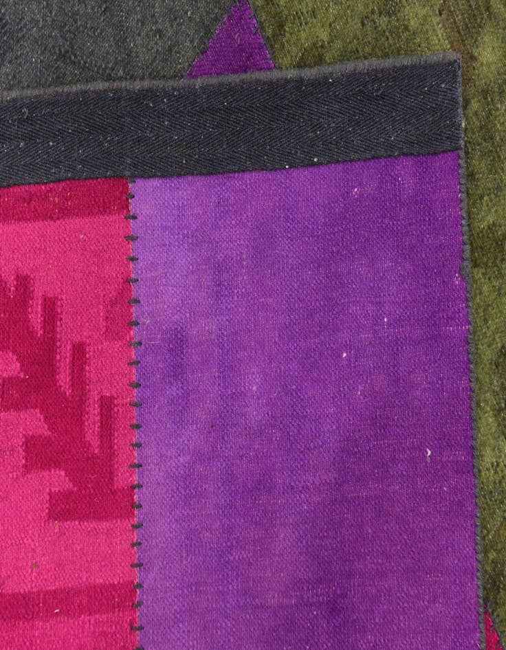 Detail image of  7' 3 x 10'  Hand Woven Patchwork Wool Rug