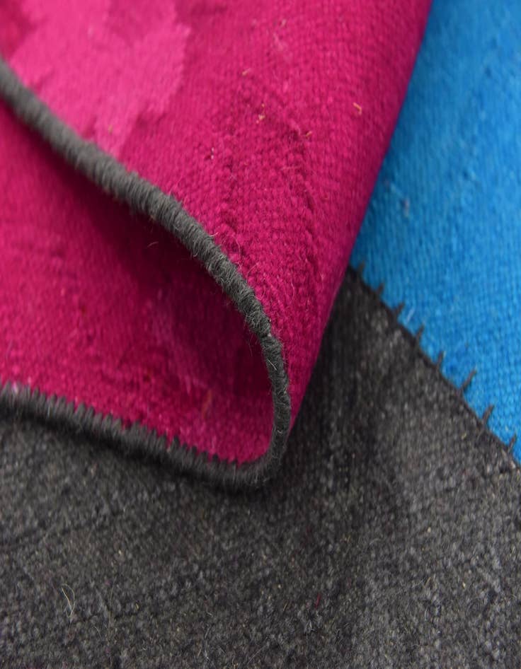 Detail image of  7' 3 x 10'  Hand Woven Patchwork Wool Rug