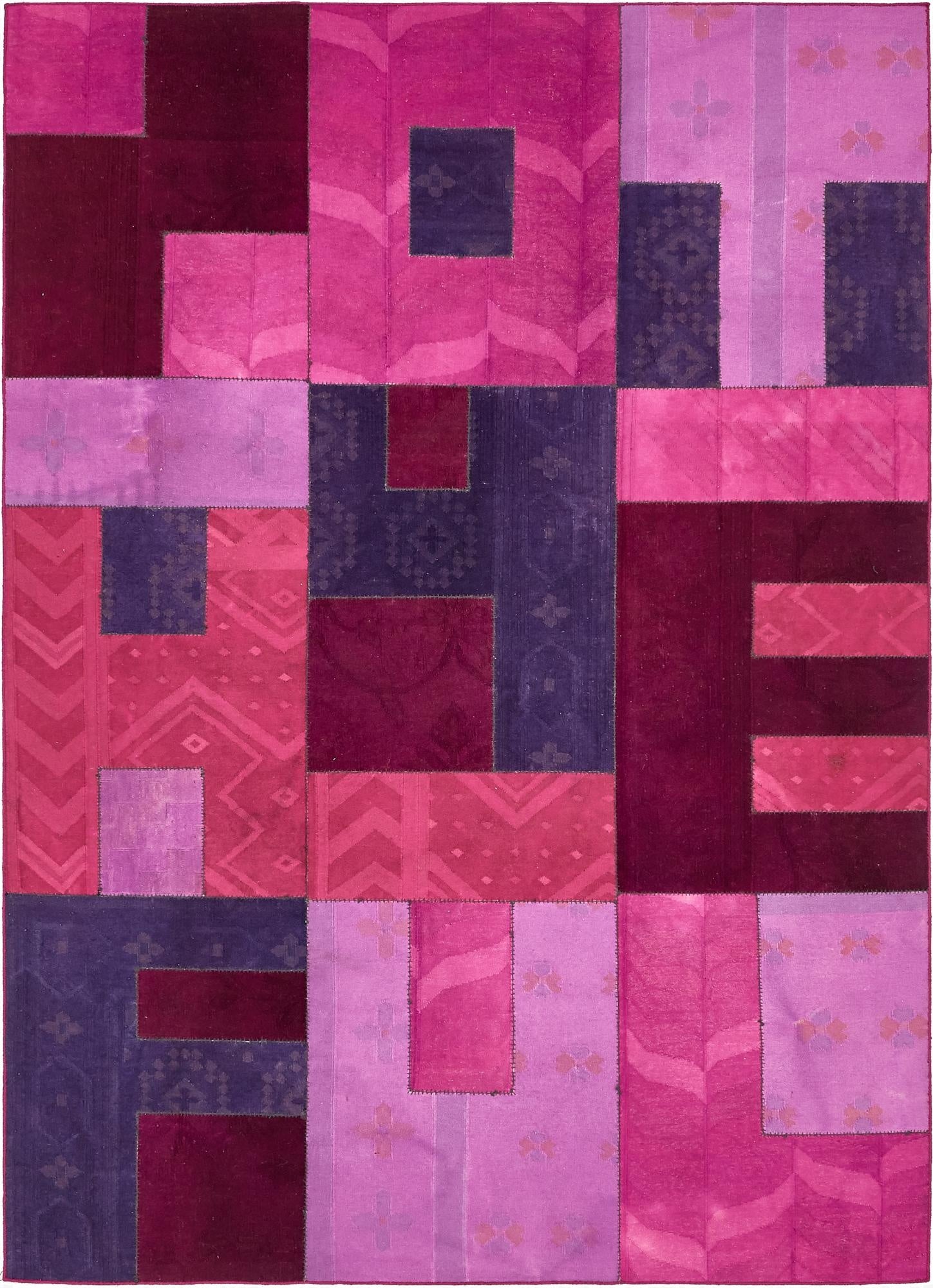  7' 6 x 10'  Hand Woven Patchwork Wool Rug