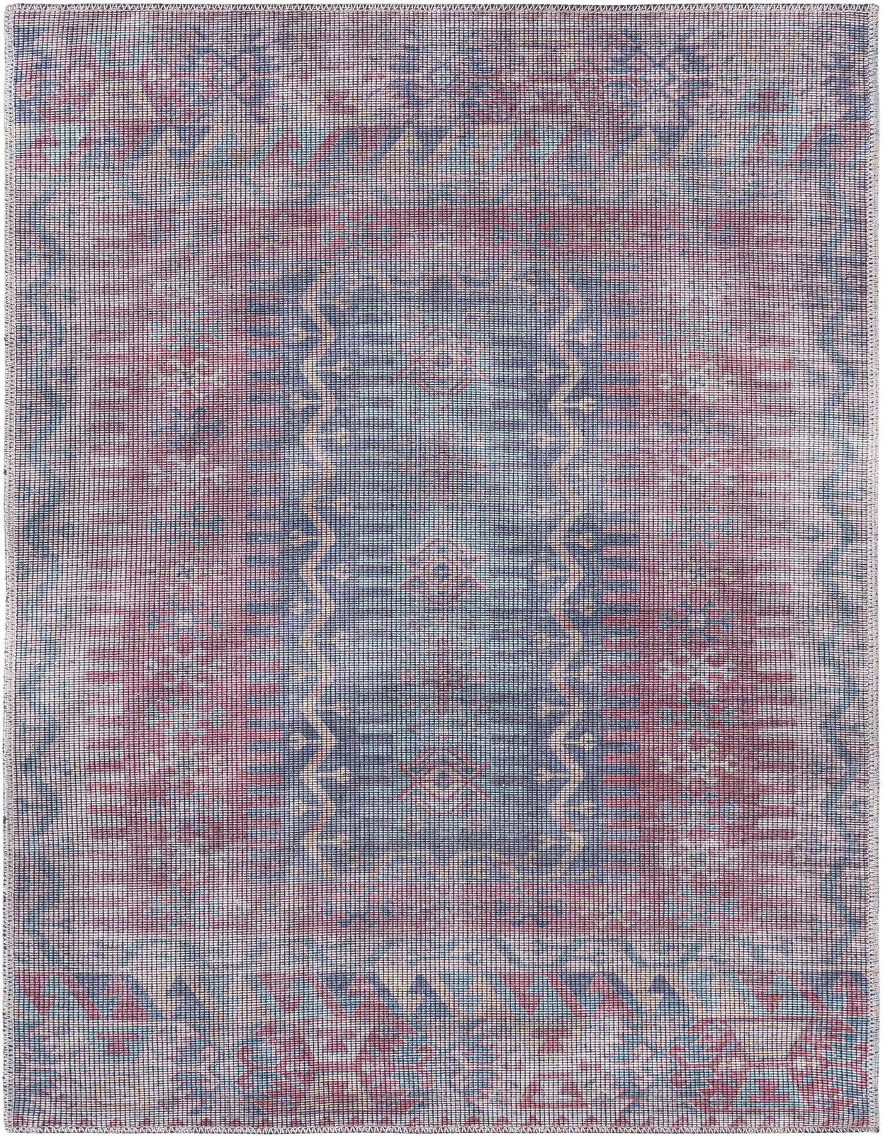 A 3x5 rectangular Sisu rug featuring a faded multi-colored traditional medallion and tribal pattern in blues, reds, and creams.