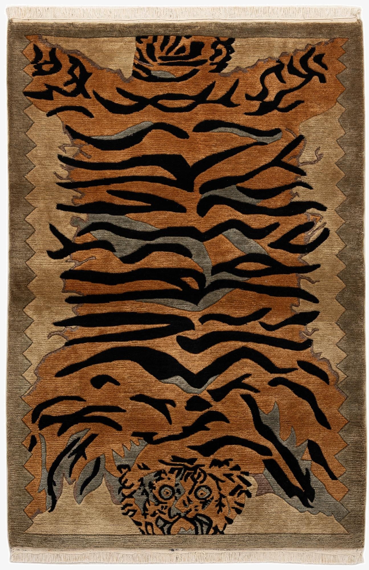  4' x 5' 11  Hand Knotted Tibet Wool Rug