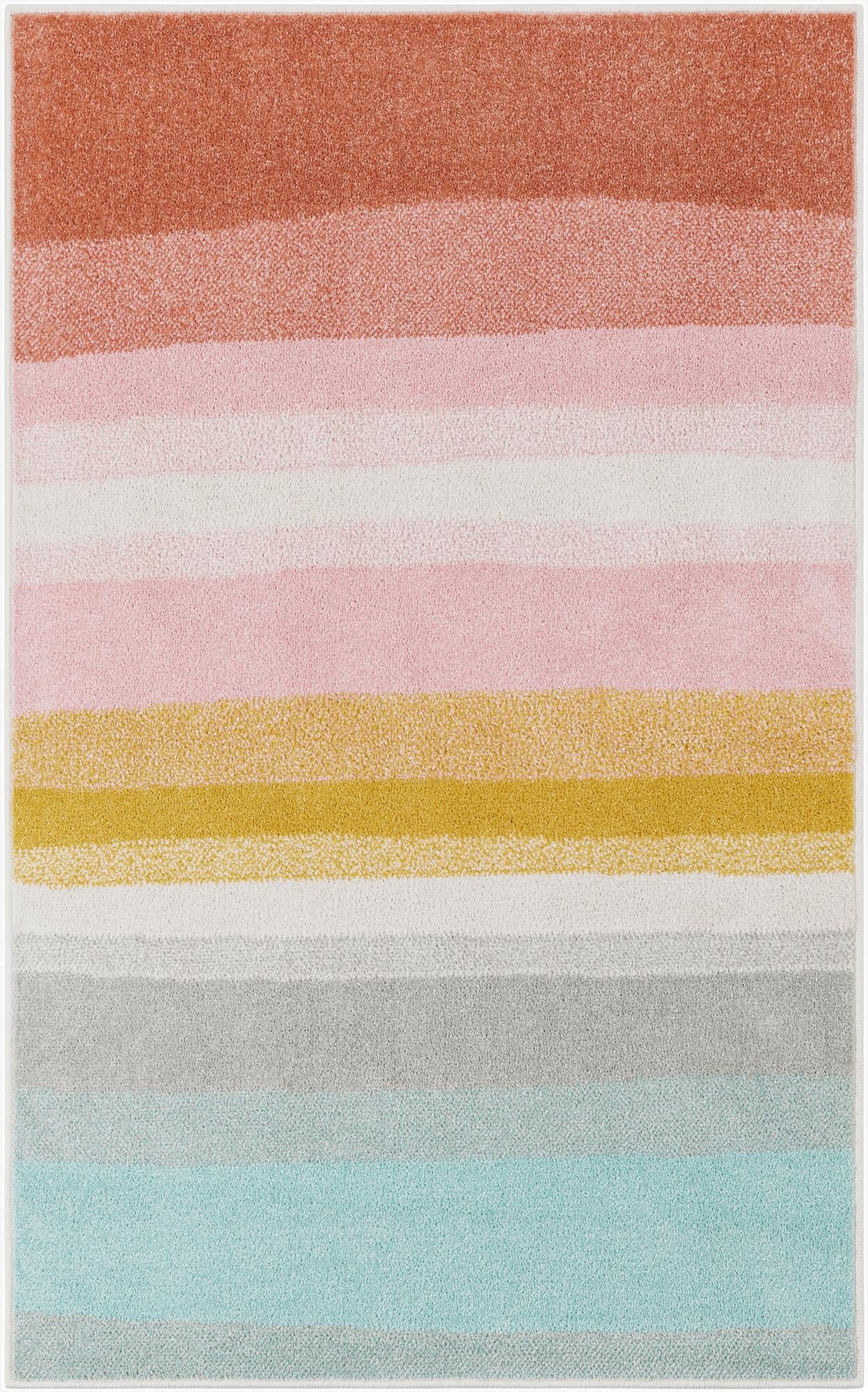  3' 3 x 5' 3 Rainbow Stripes Whimsy Kids Rug