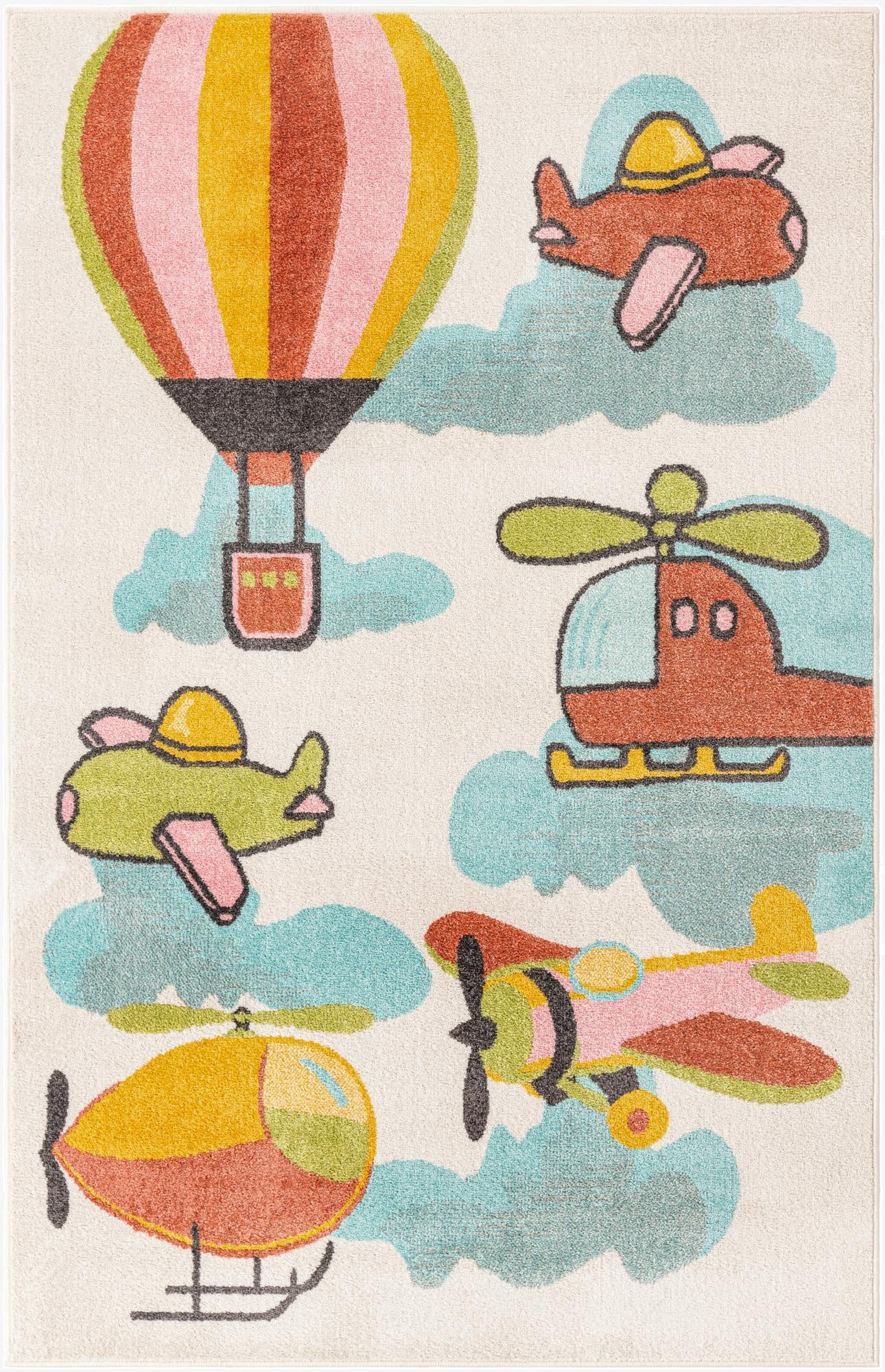  5' 3 x 8' Airplanes Whimsy Kids Rug