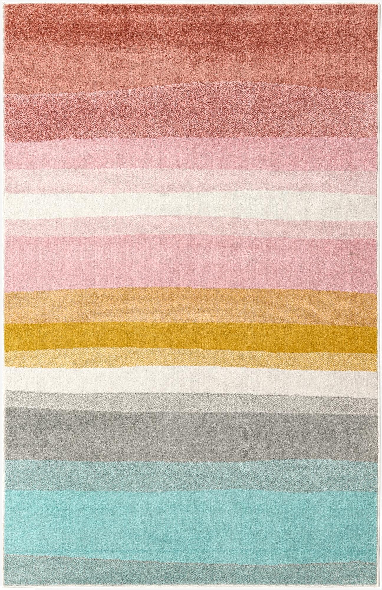 Primary image  5' 3 x 8' Rainbow Stripes Whimsy Kids Rug