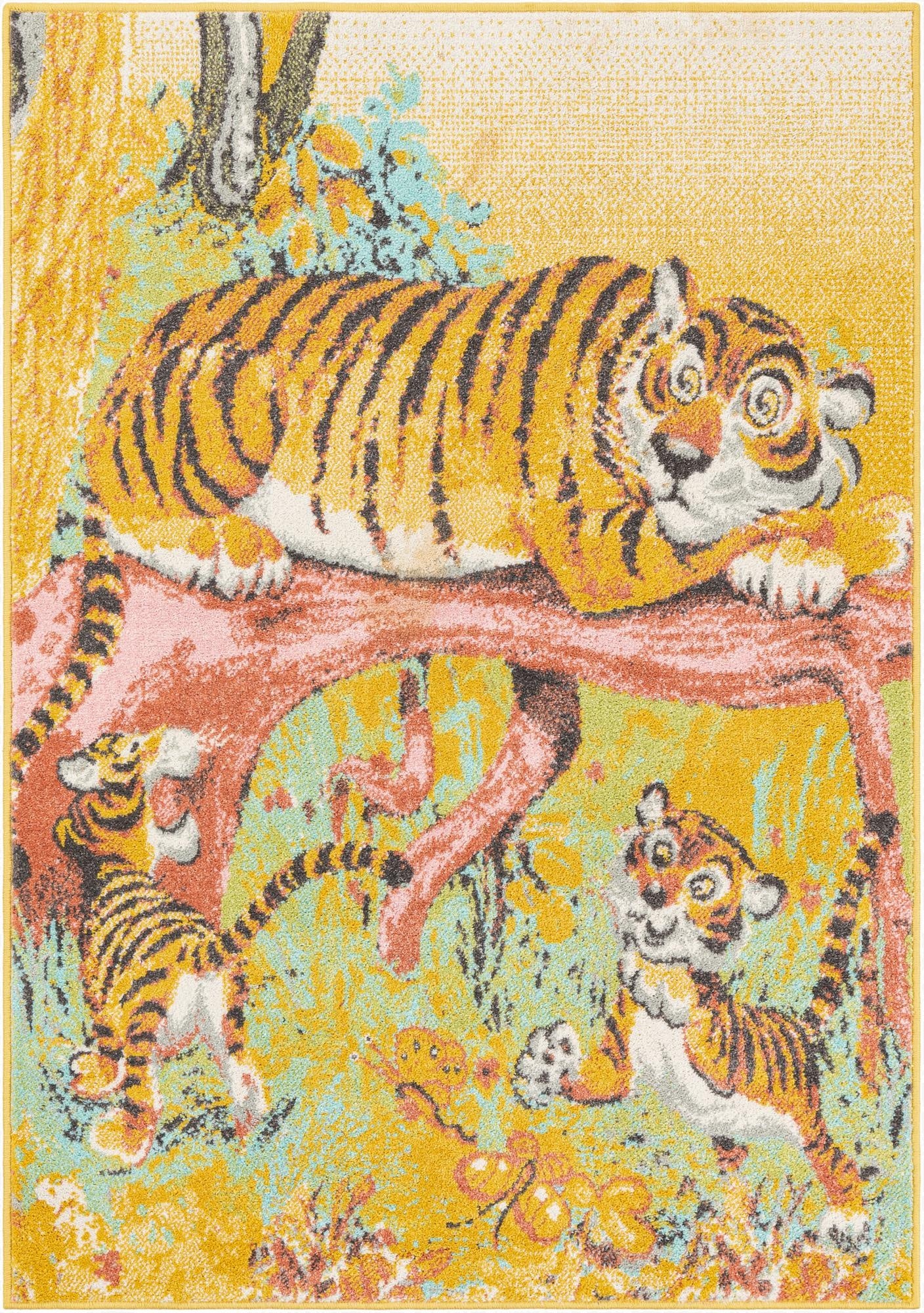  4' 1 x 6' 1 Tiger Whimsy Kids Rug