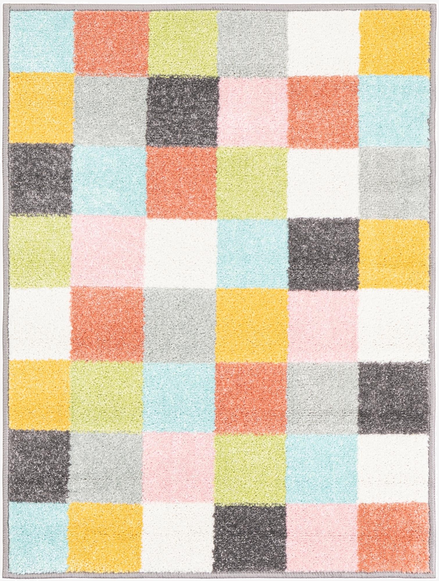  2' 2 x 2' 11 Checkered Whimsy Kids Rug
