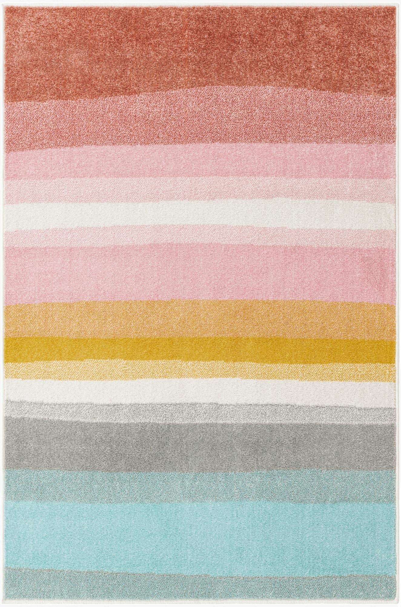 4' x 6' Rainbow Stripes Whimsy Kids Rug