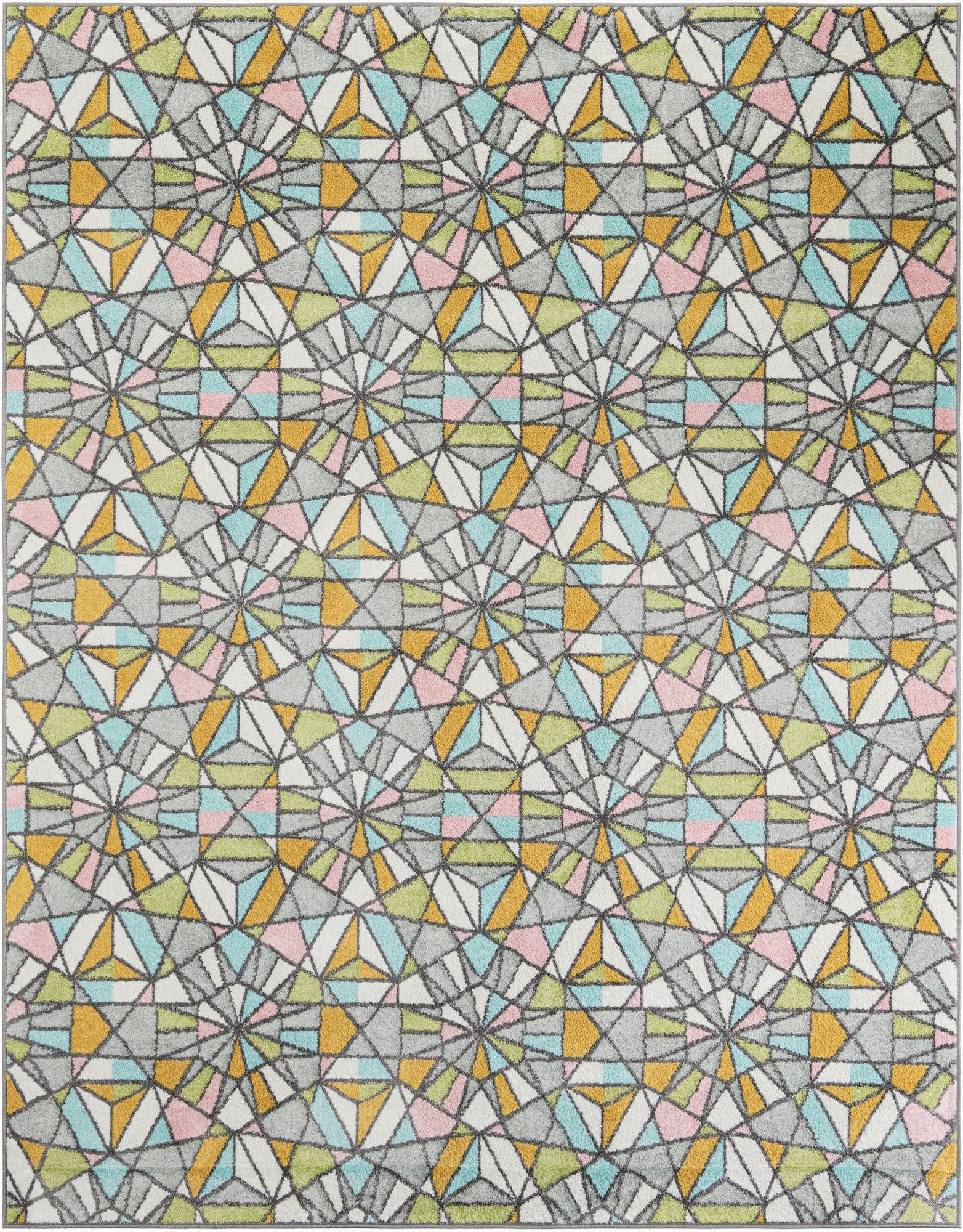  7' 10 x 10' Stained Glass Whimsy Kids Rug