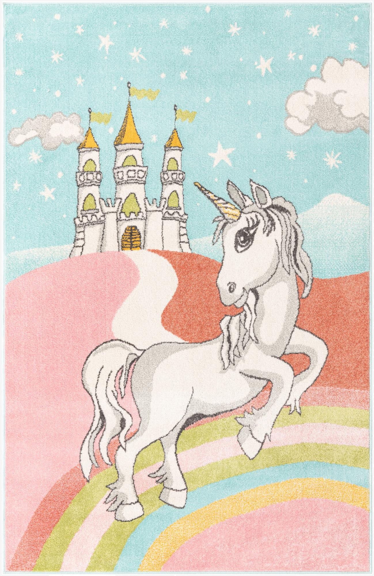  5' 3 x 8' Unicorn Whimsy Kids Rug