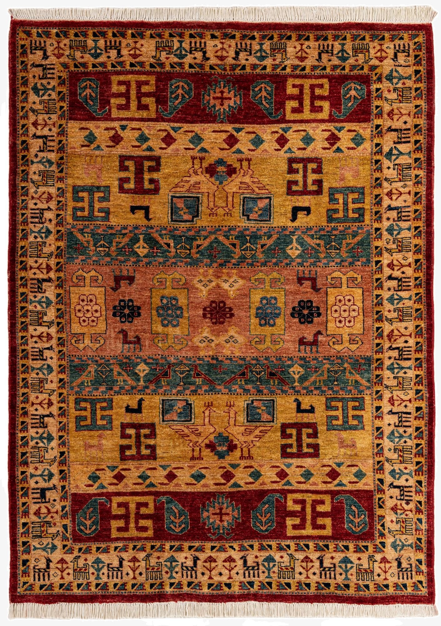  5' 1 x 6' 10  Hand Knotted Ziegler Wool Rug