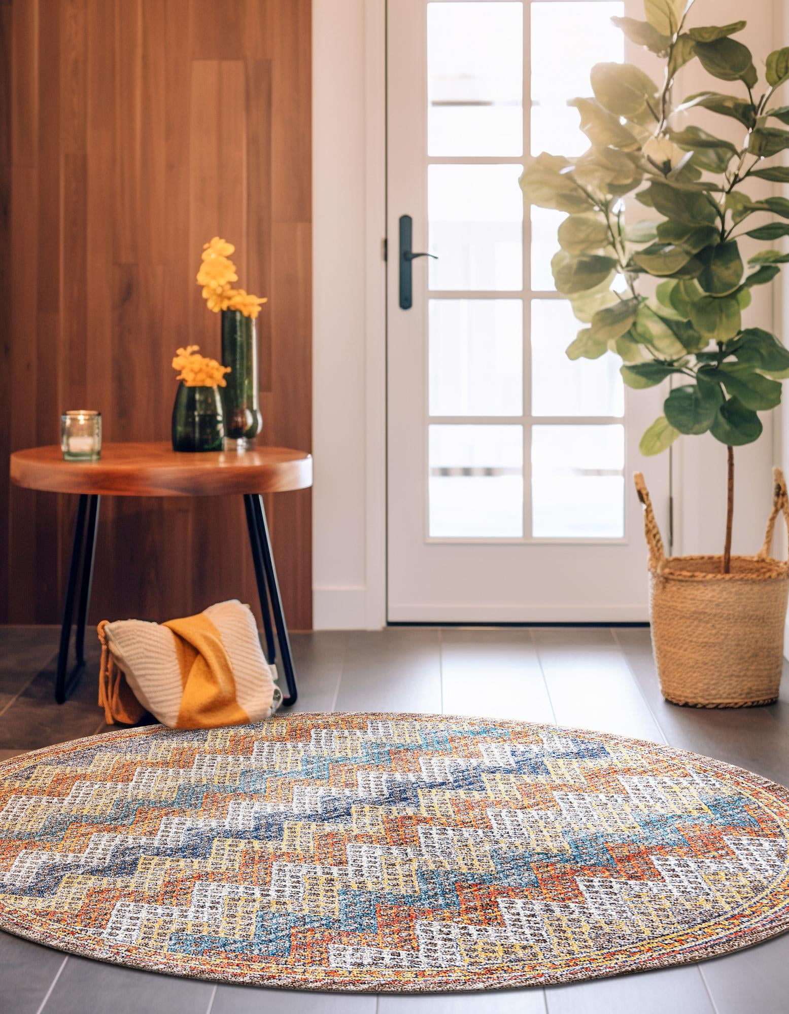 Multicolor 7' x 7' Aramis Round Rug | Rugs.com