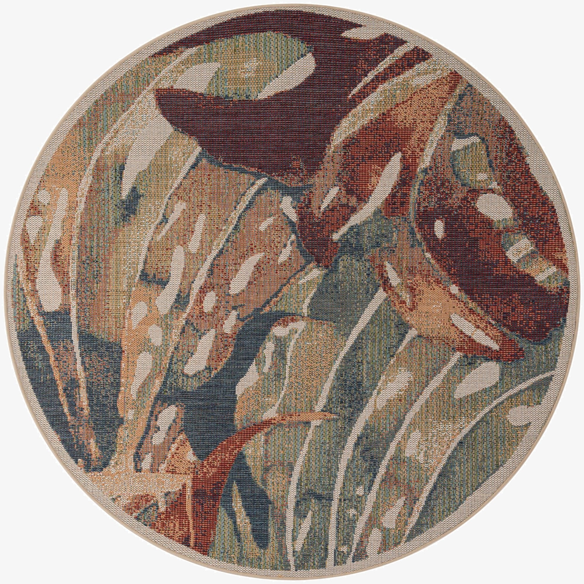  6' x 6'  Washable Baja Indoor / Outdoor Round Rug