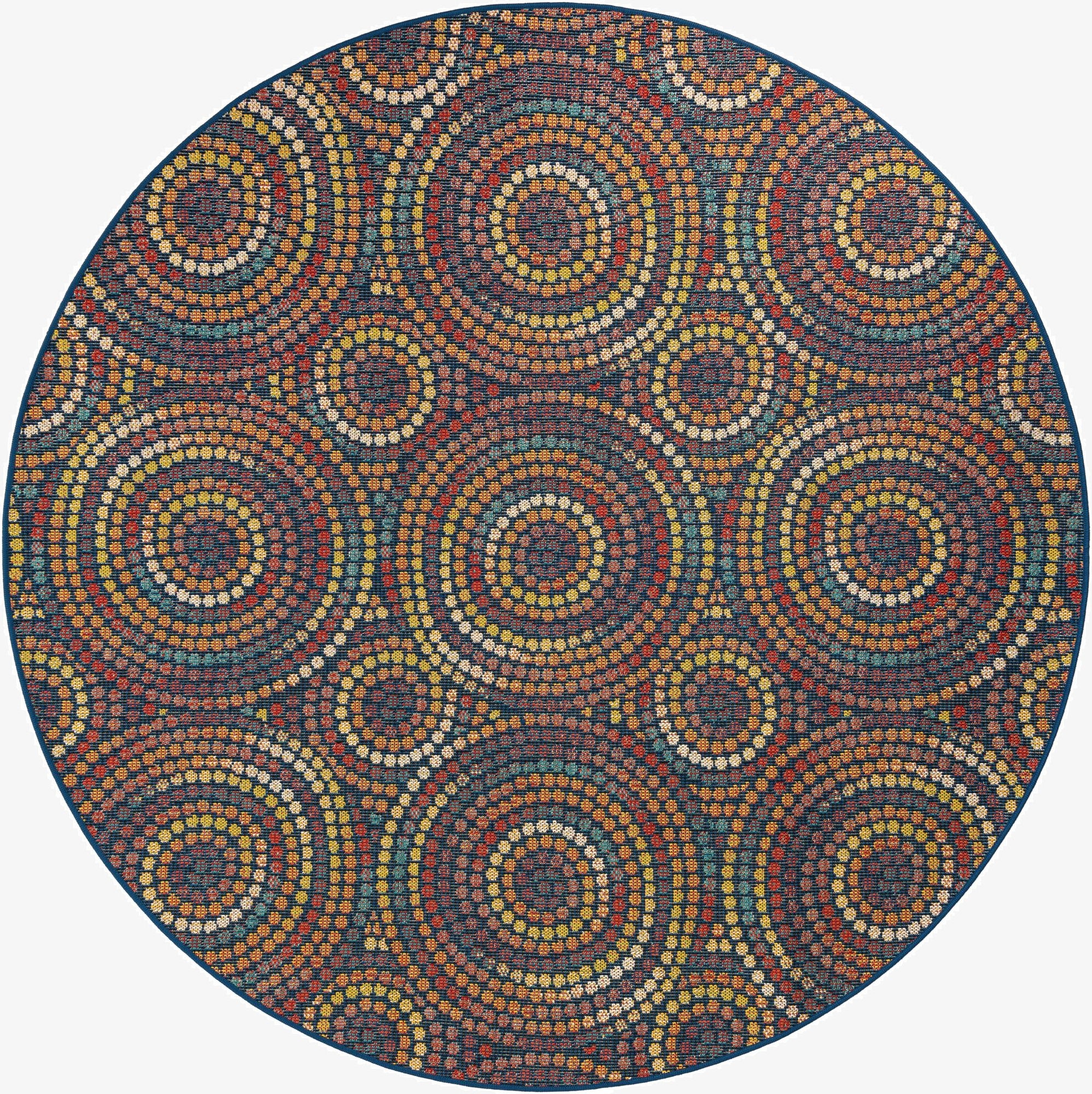  7' 10 x 7' 10  Washable Baja Indoor / Outdoor Round Rug