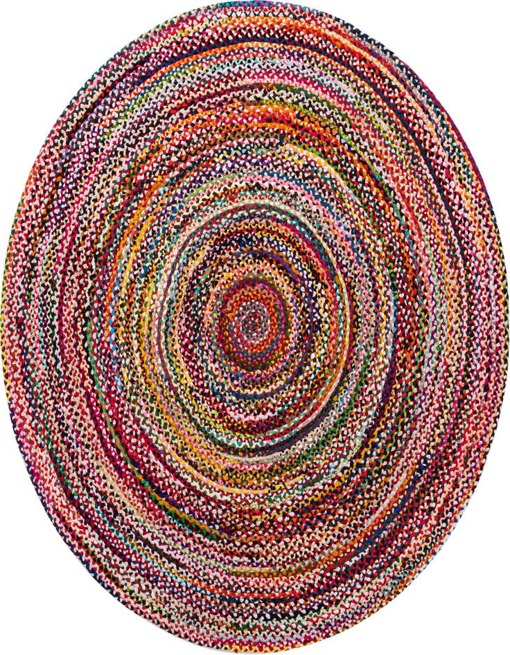 Detail image of  8' x 8'  Hand Braided Chindi Round Rug